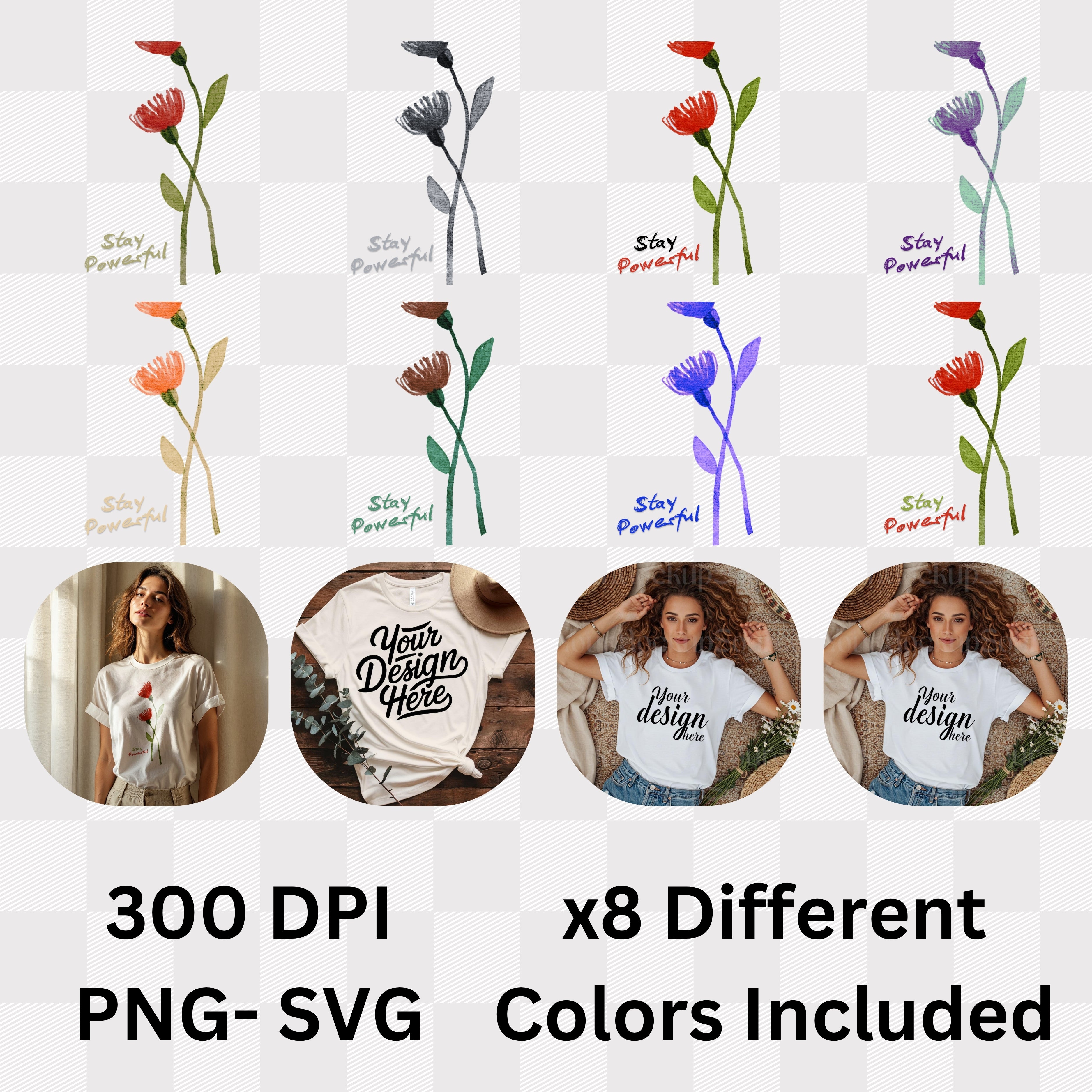 Stay Powerful - Elegant Floral Empowerment Botanical Strength Statement Artwork