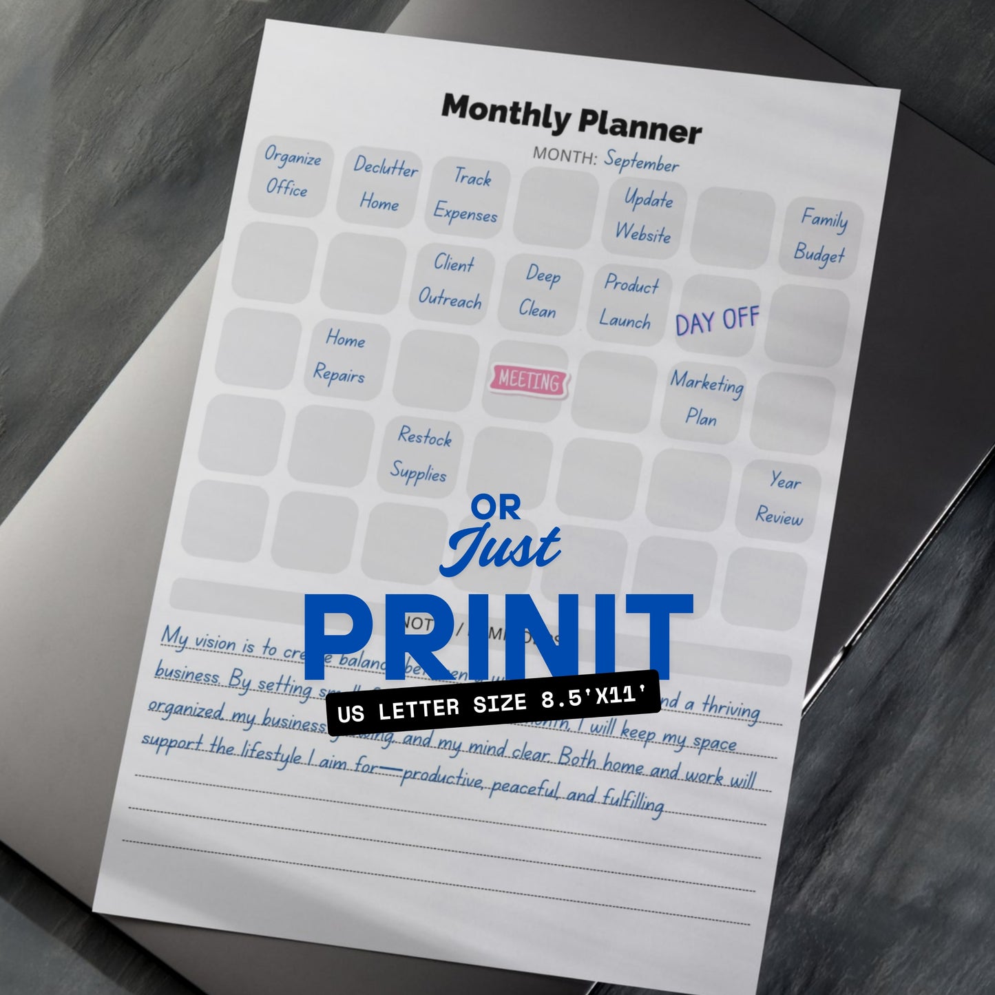 Monthly Planner PDF Paper V2
