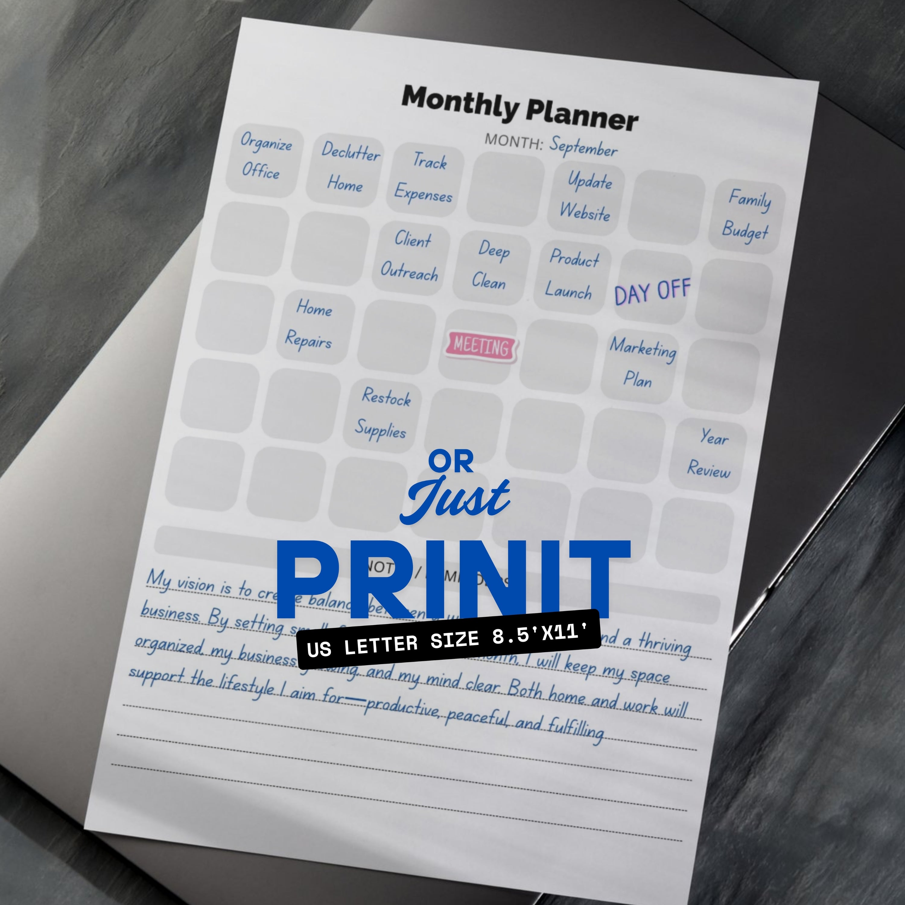 Monthly Planner PDF Paper V2