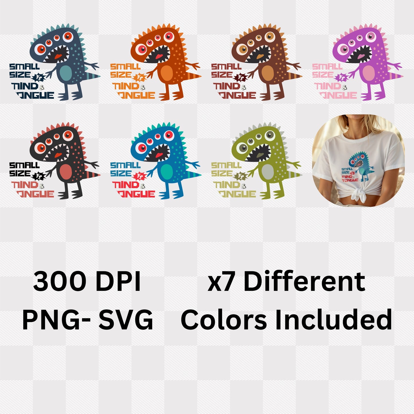 Small Size Mind Tongue - Funny Monster Humor Witty Comeback Statement Artwork