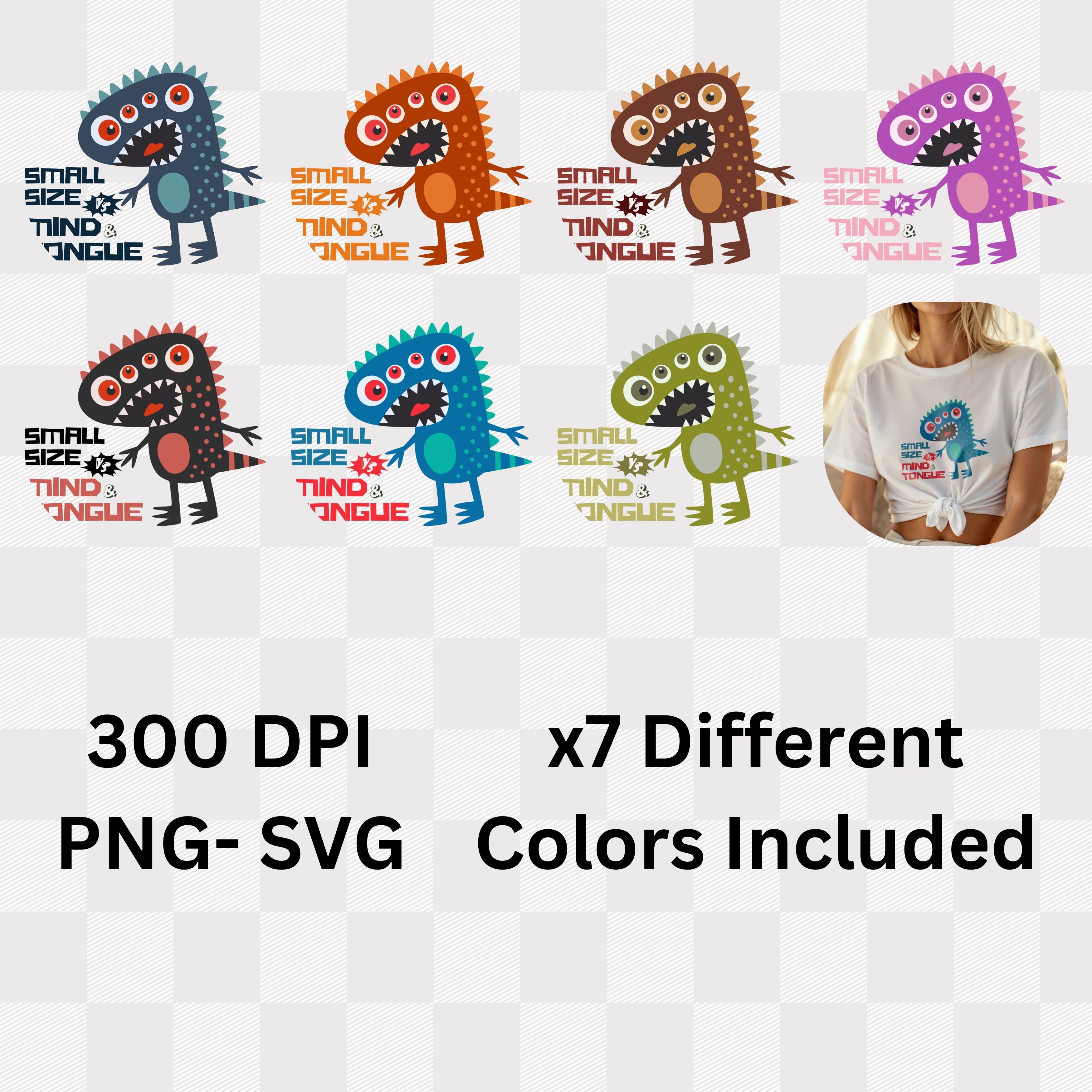 Small Size Mind Tongue - Funny Monster Humor Witty Comeback Statement Artwork