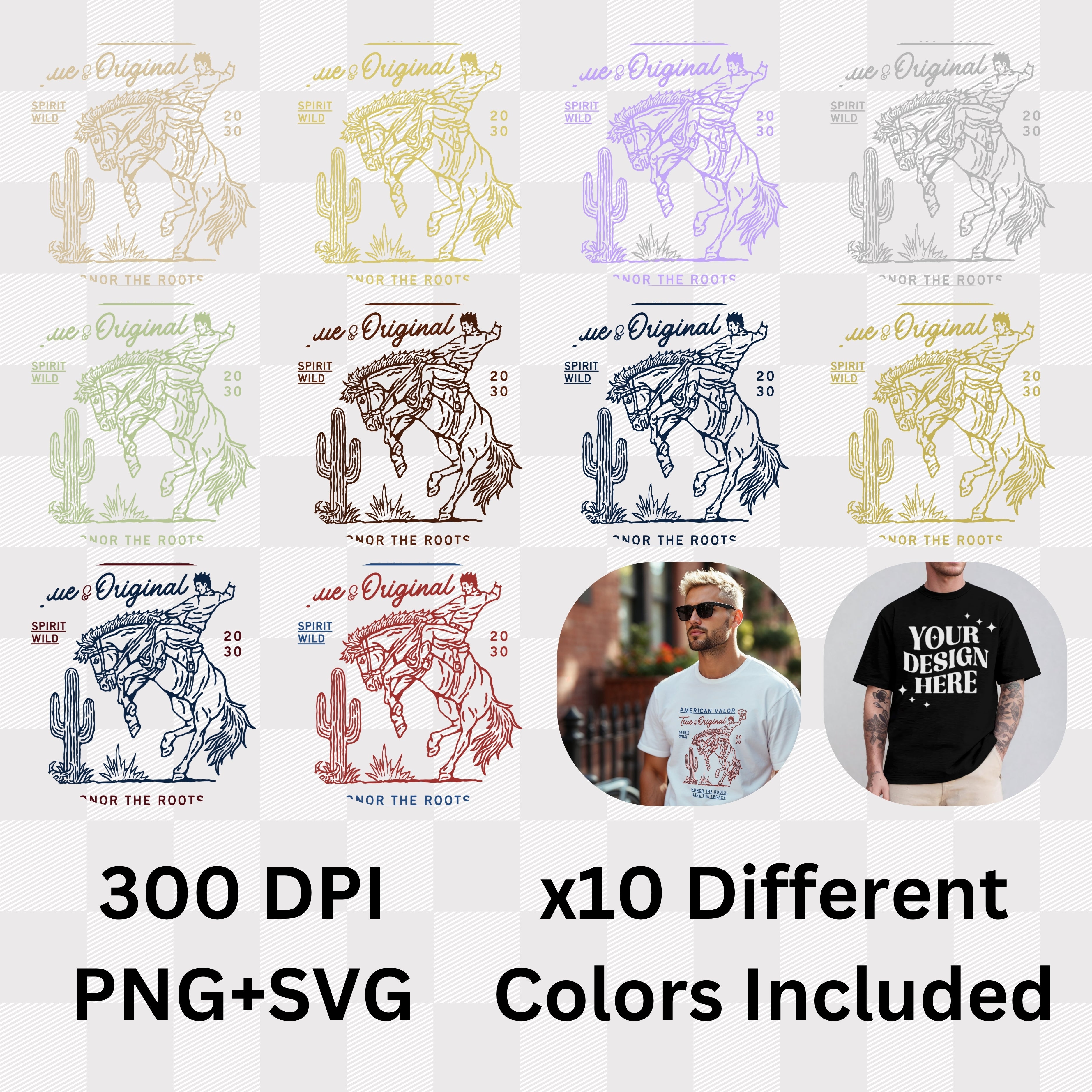 American Valor True Original Spirit Wild - Cowboy Rodeo Heritage Statement Artwork