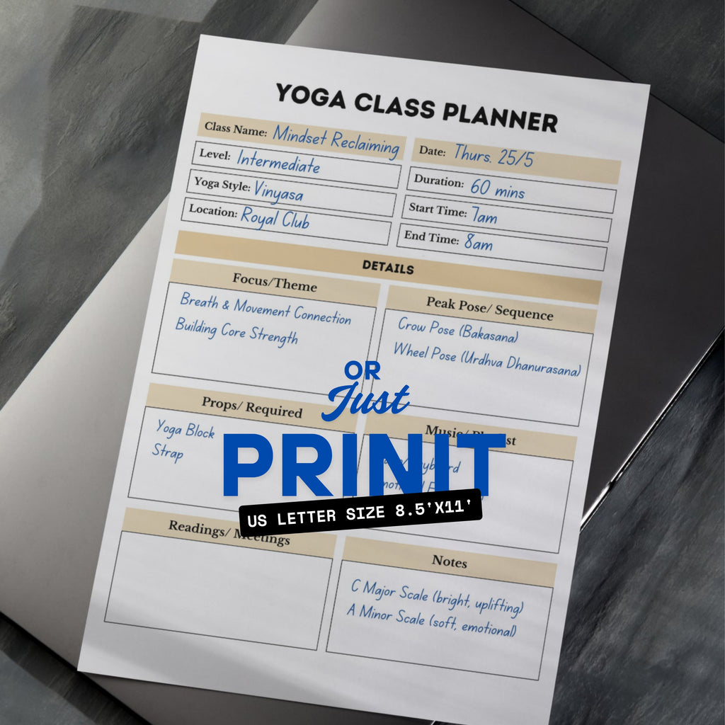 Yoga Class Planner- Gold Theme