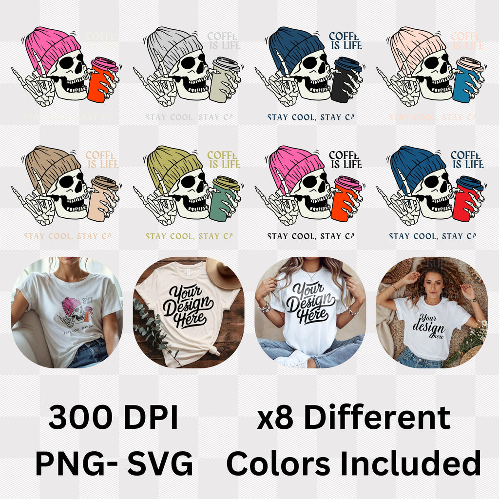 Coffee Is Life - Edgy Skull Beanie Caffeine Addict Humor Statement Artwork