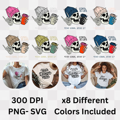 Coffee Is Life - Edgy Skull Beanie Caffeine Addict Humor Statement Artwork