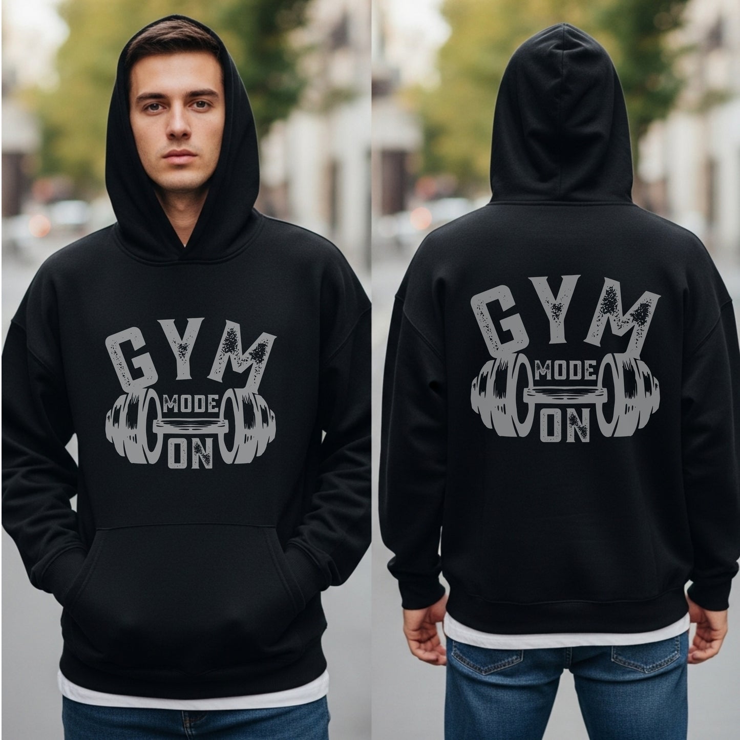 Gym Mode On - Intense Workout Motivation Barbell Statement Artwork