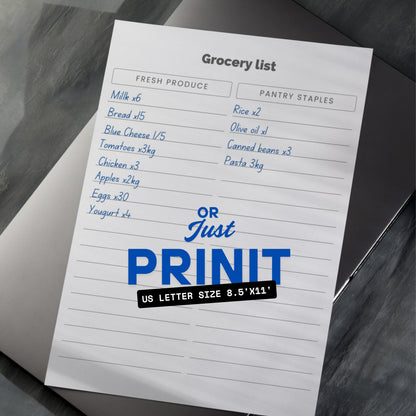 Grocery List PDF Sheet