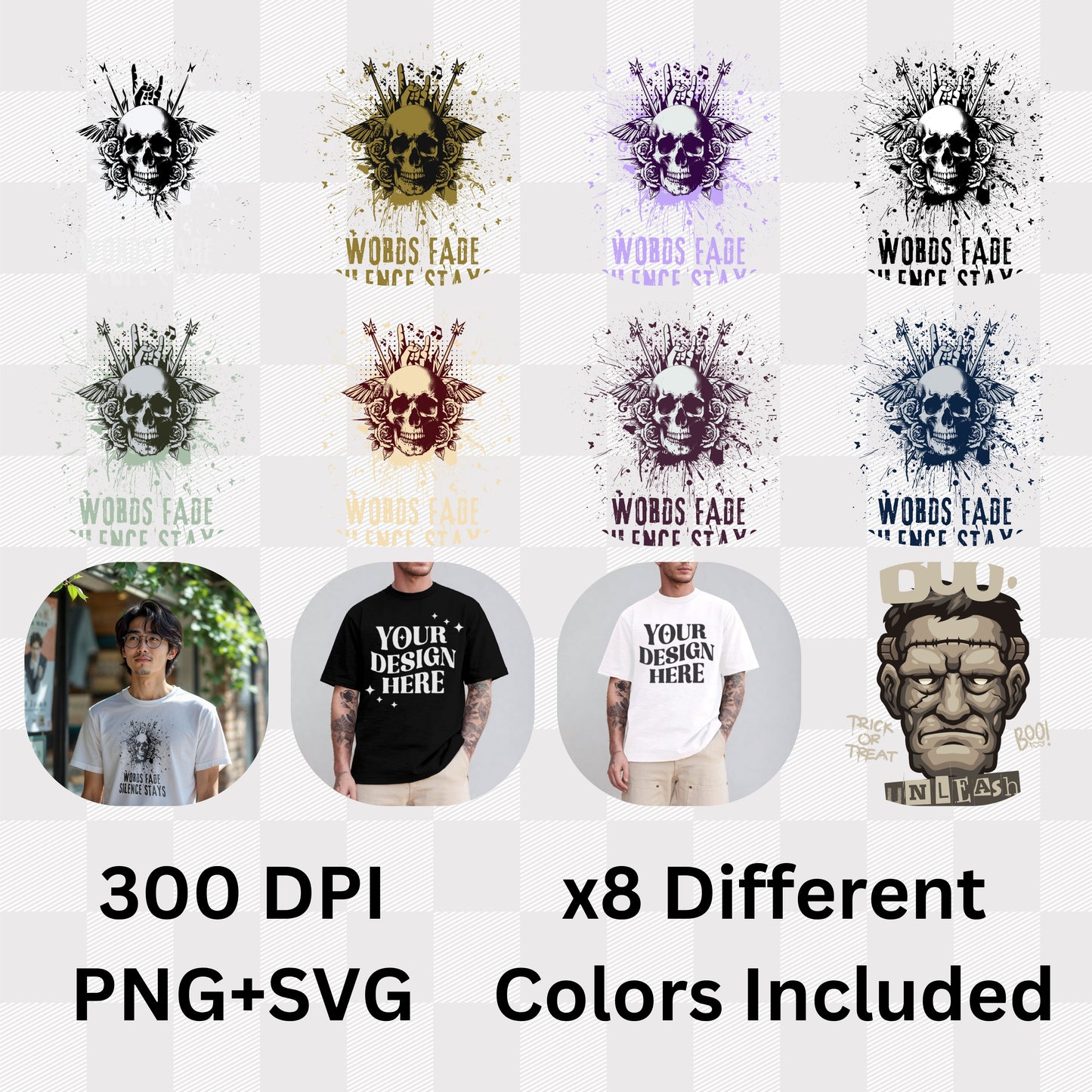 Words Fade Silence Stays - Skull Rose Explosion Statement Artwork