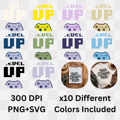 Level Up - Retro Gaming Motivational Statement Artwork