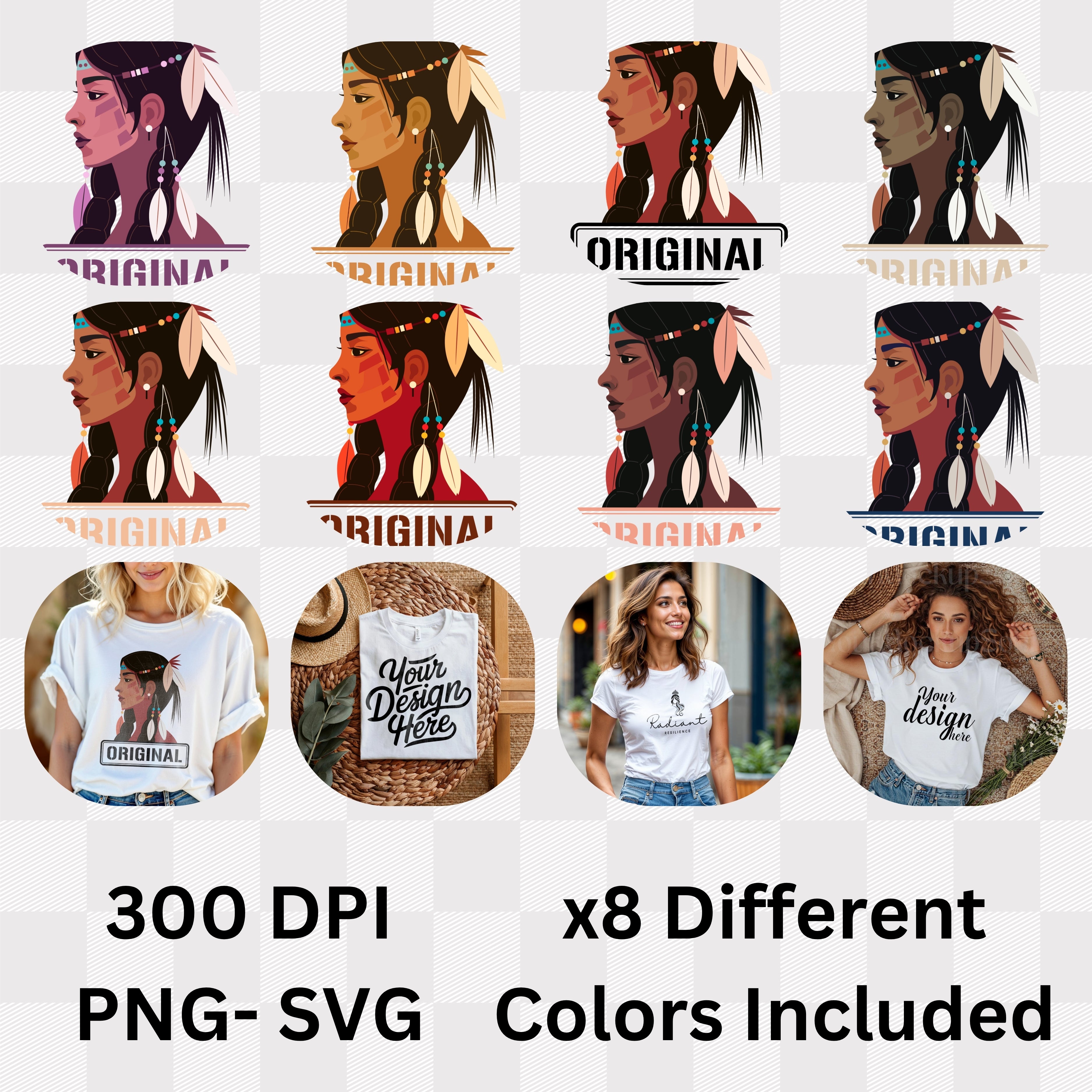 Original - Indigenous Woman Profile Native Heritage Cultural Pride Illustration