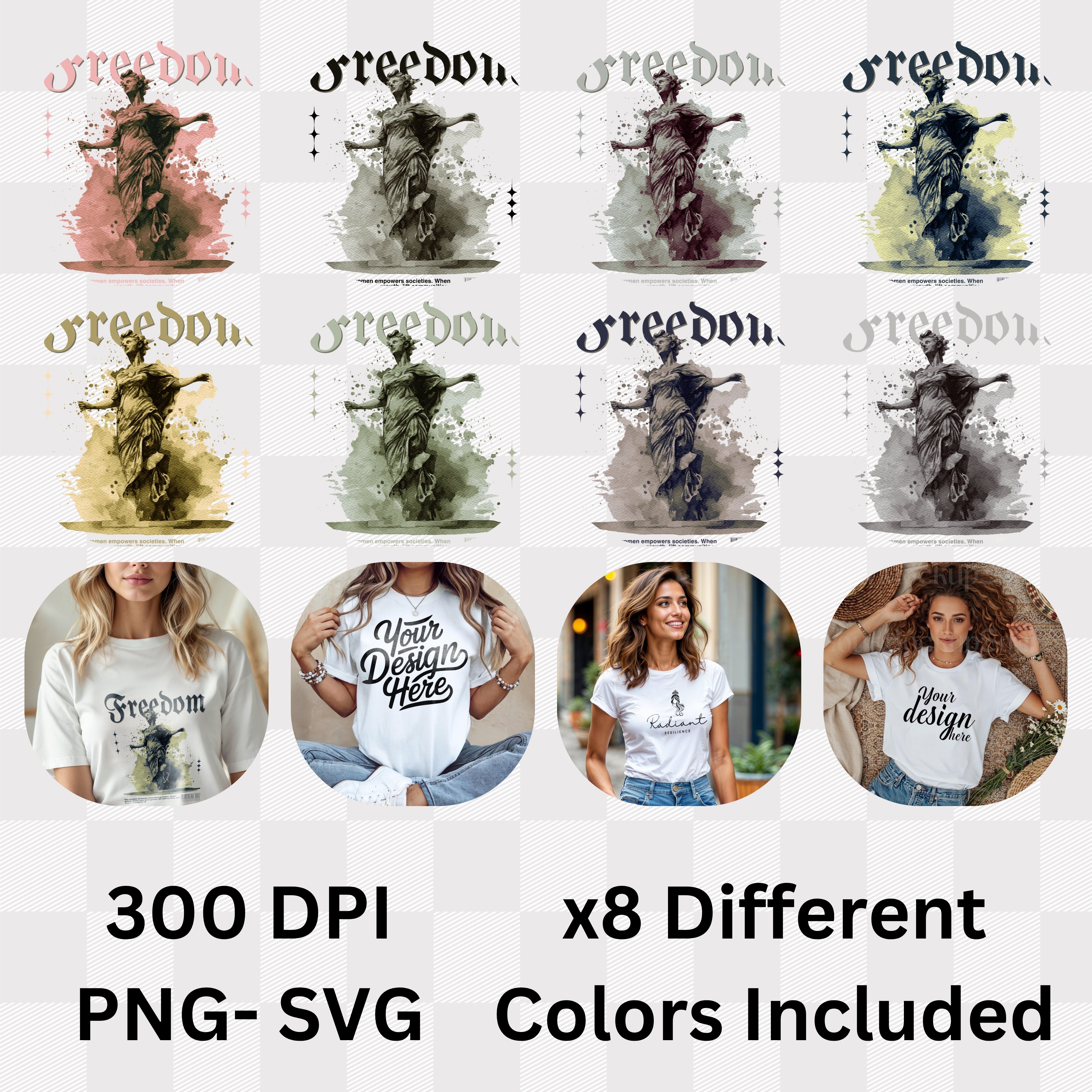 Freedom - Artistic Woman Silhouette Empowerment Movement Liberty Statement Artwork