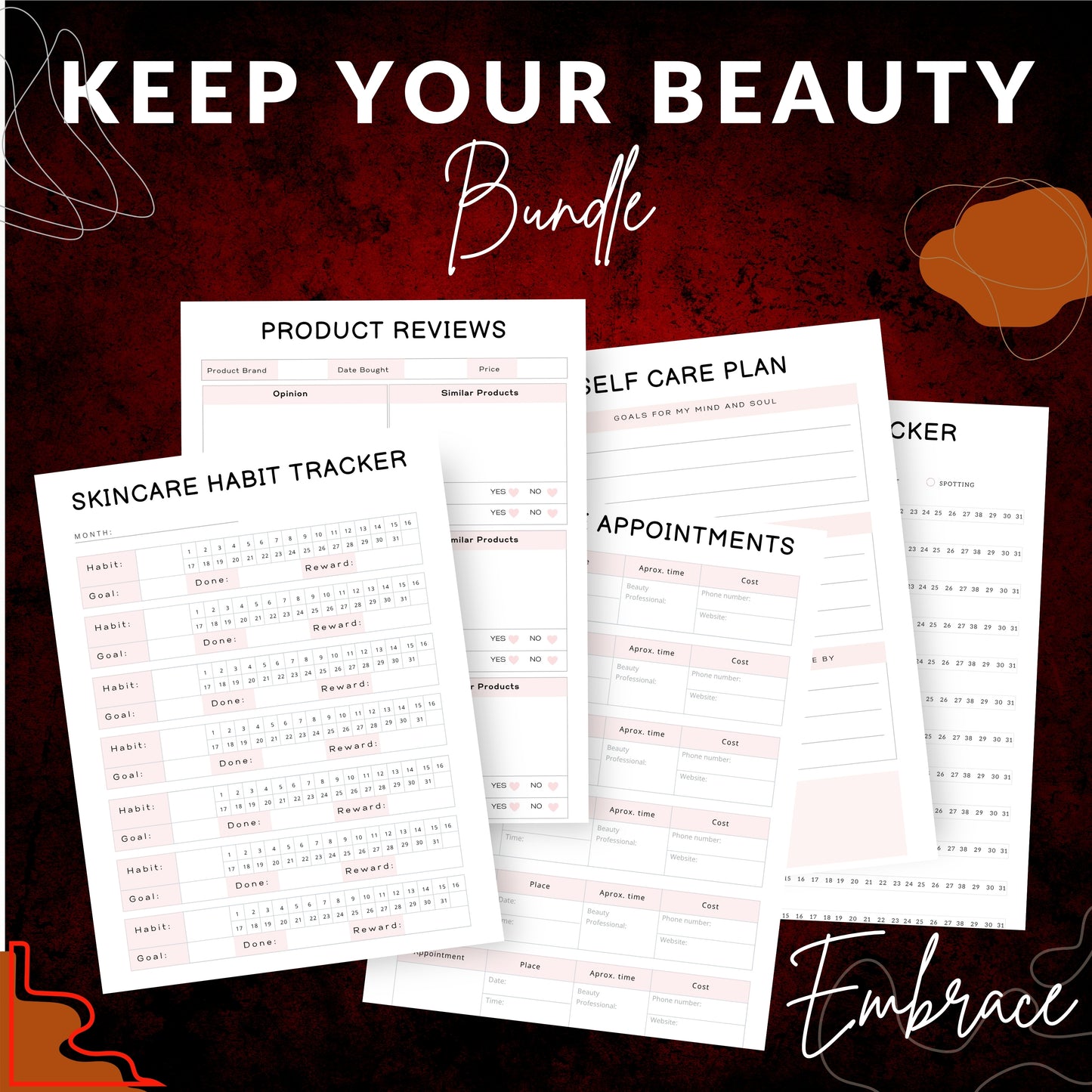 Self Care Planner Bundle For Her