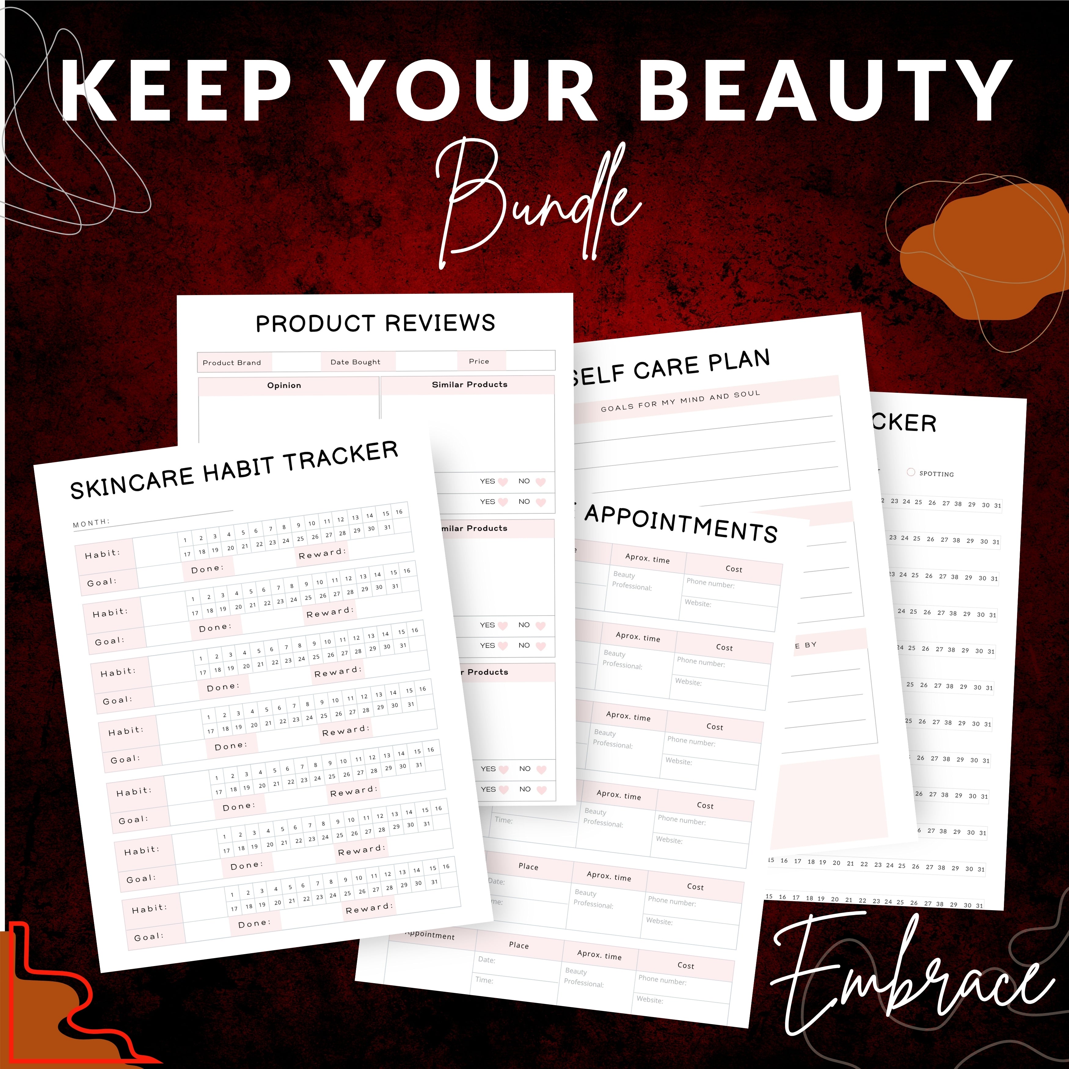 Self Care Planner Bundle For Her
