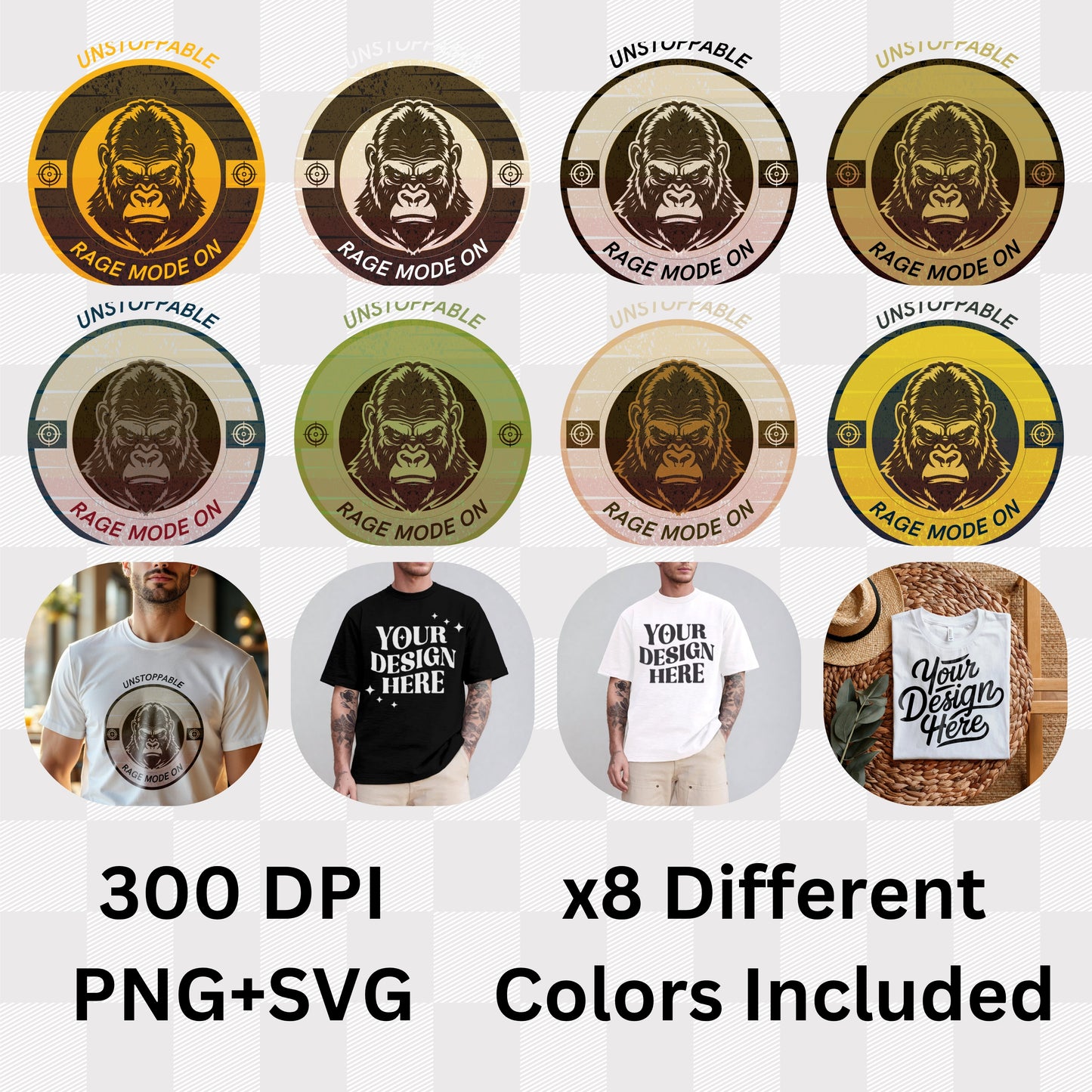 Unstoppable Rage Mode On - Gorilla Fitness Motivational Statement Artwork