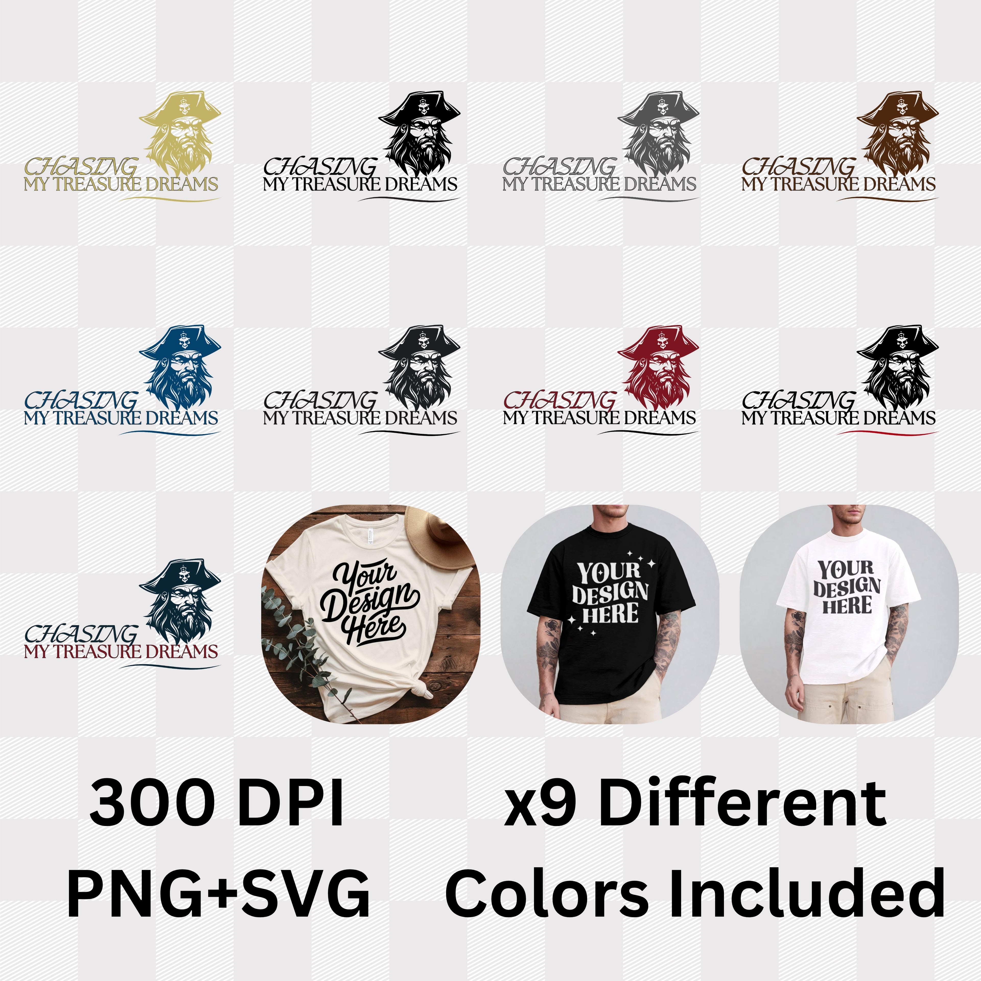 Chasing My Treasure Dreams - Pirate Motivational Statement Artwork