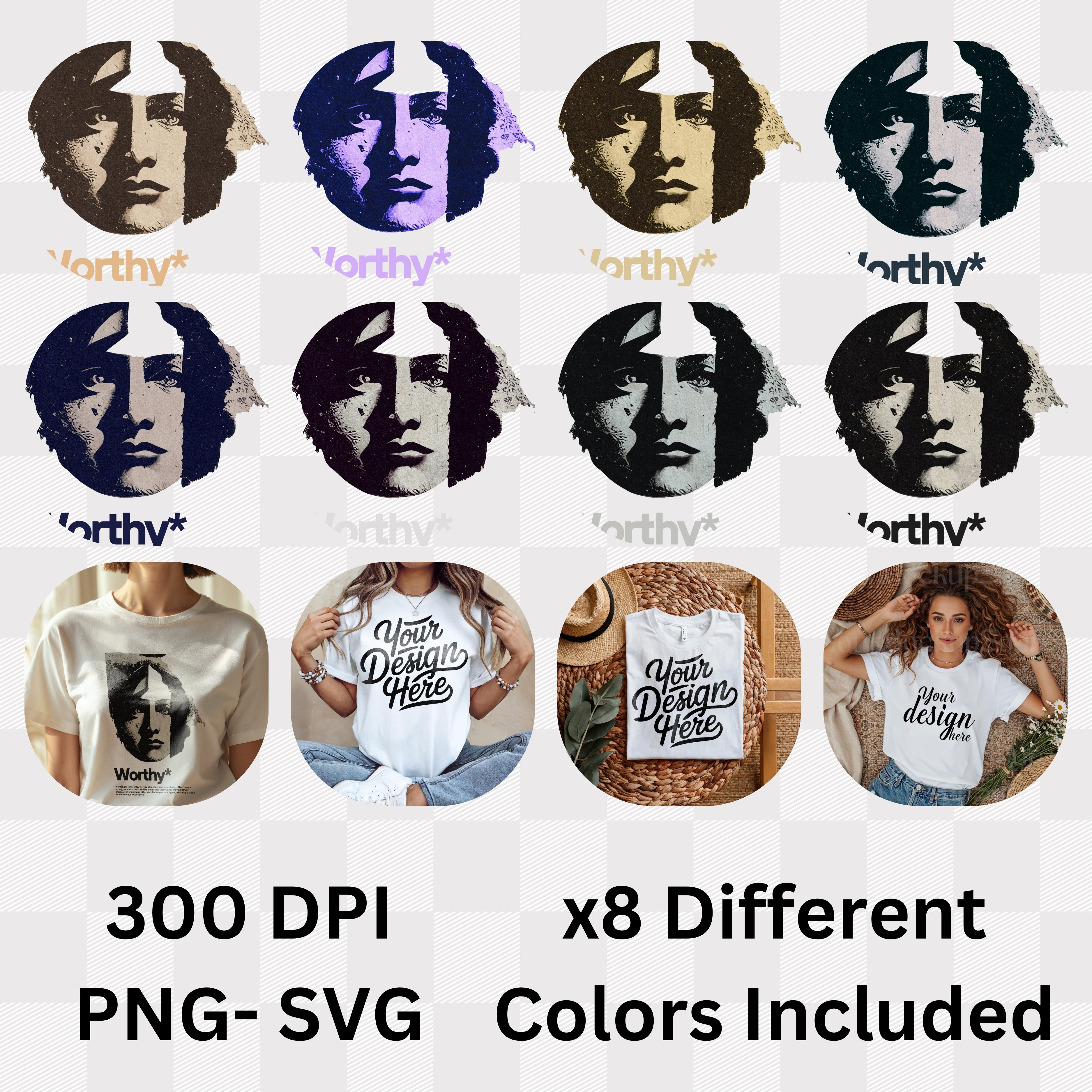 Worthy - Vintage Portrait Feminine Empowerment Self-Worth Affirmation Statement Artwork