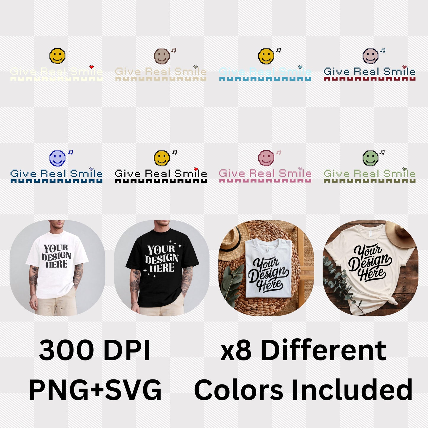 Give Real Smile - Retro Emoji Positivity Statement Artwork