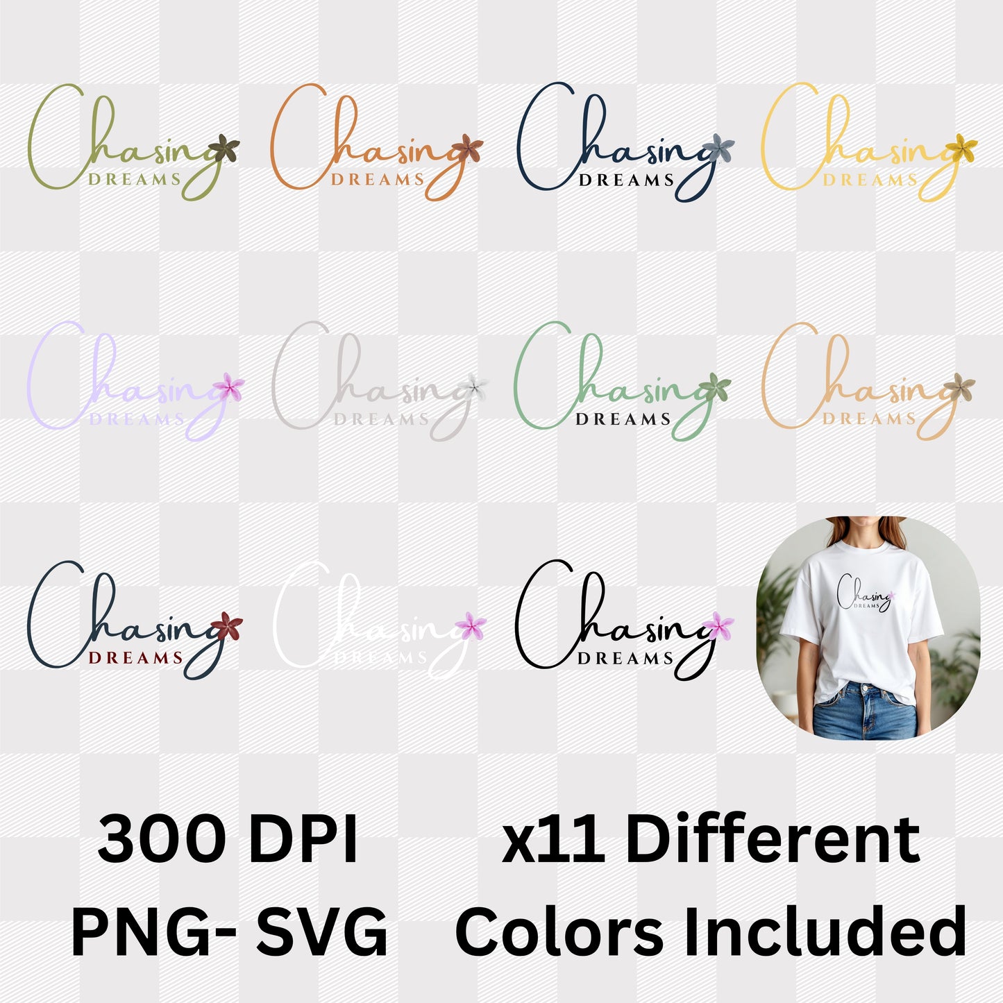 Chasing Dreams - Elegant Floral Script Motivational Minimalist Statement Artwork