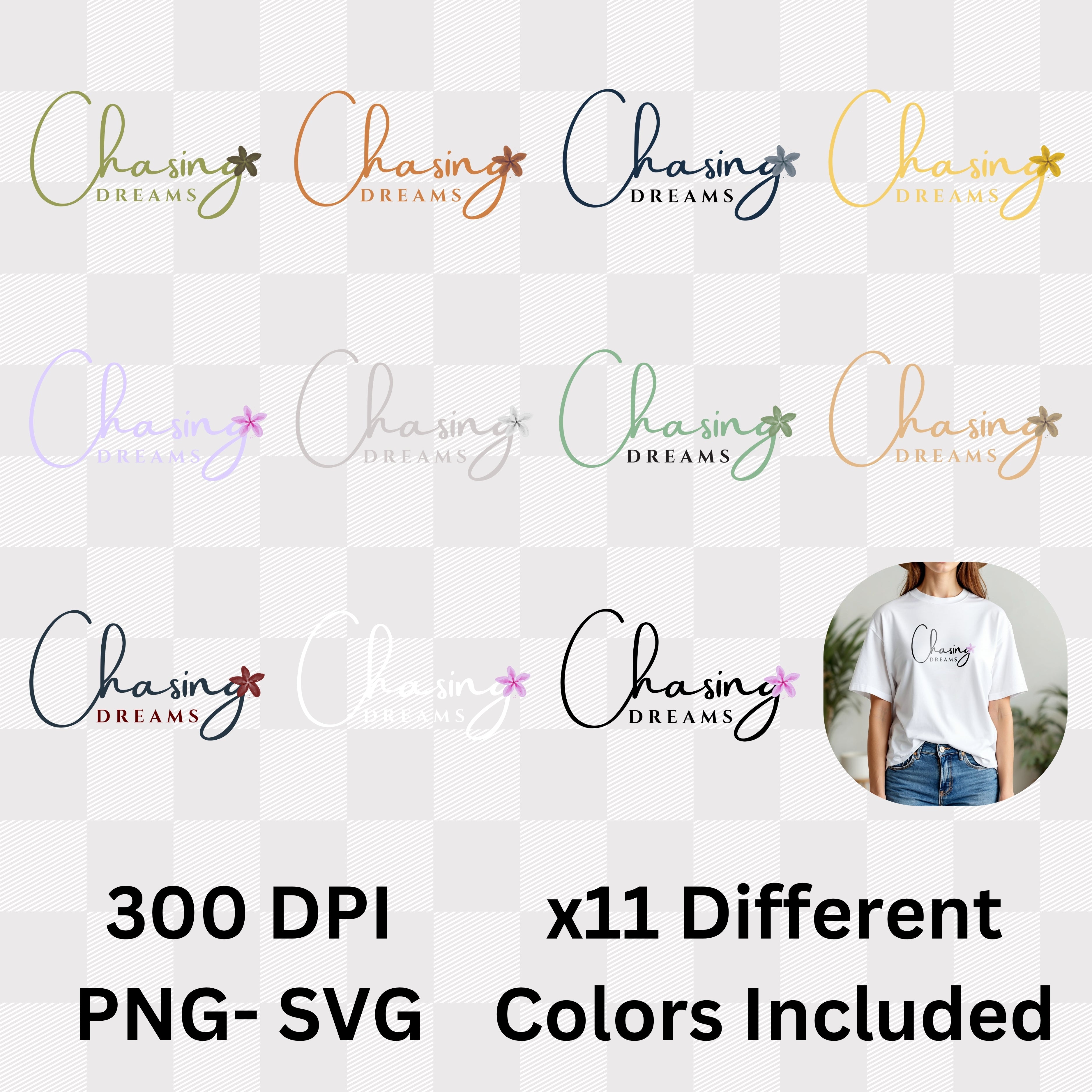 Chasing Dreams - Elegant Floral Script Motivational Minimalist Statement Artwork