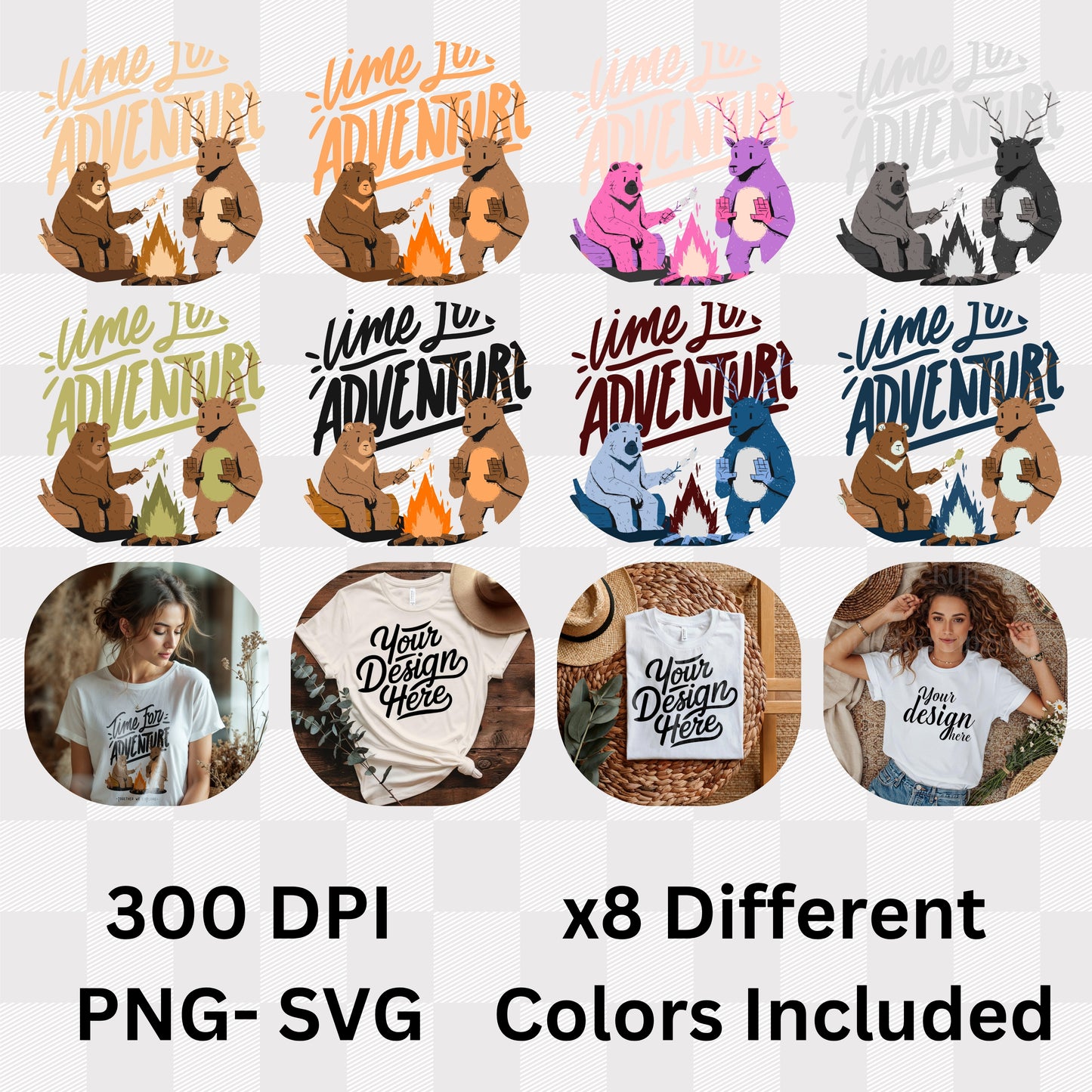 Time For Adventure Together We Explore - Bear Camping Outdoors Nature Statement Artwork