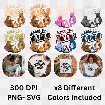 Time For Adventure Together We Explore - Bear Camping Outdoors Nature Statement Artwork