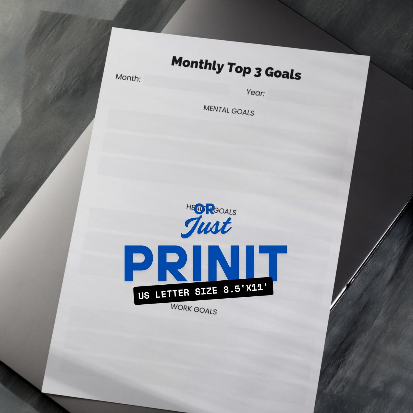 Monthly Top 3 Goals Planner