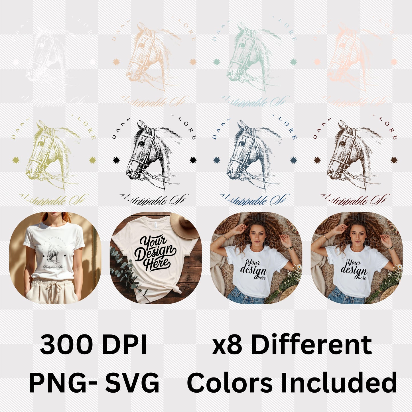 Dare To Explore Unstoppable Spirit Exceed Expectations - Horse Illustration Courage Statement Artwork