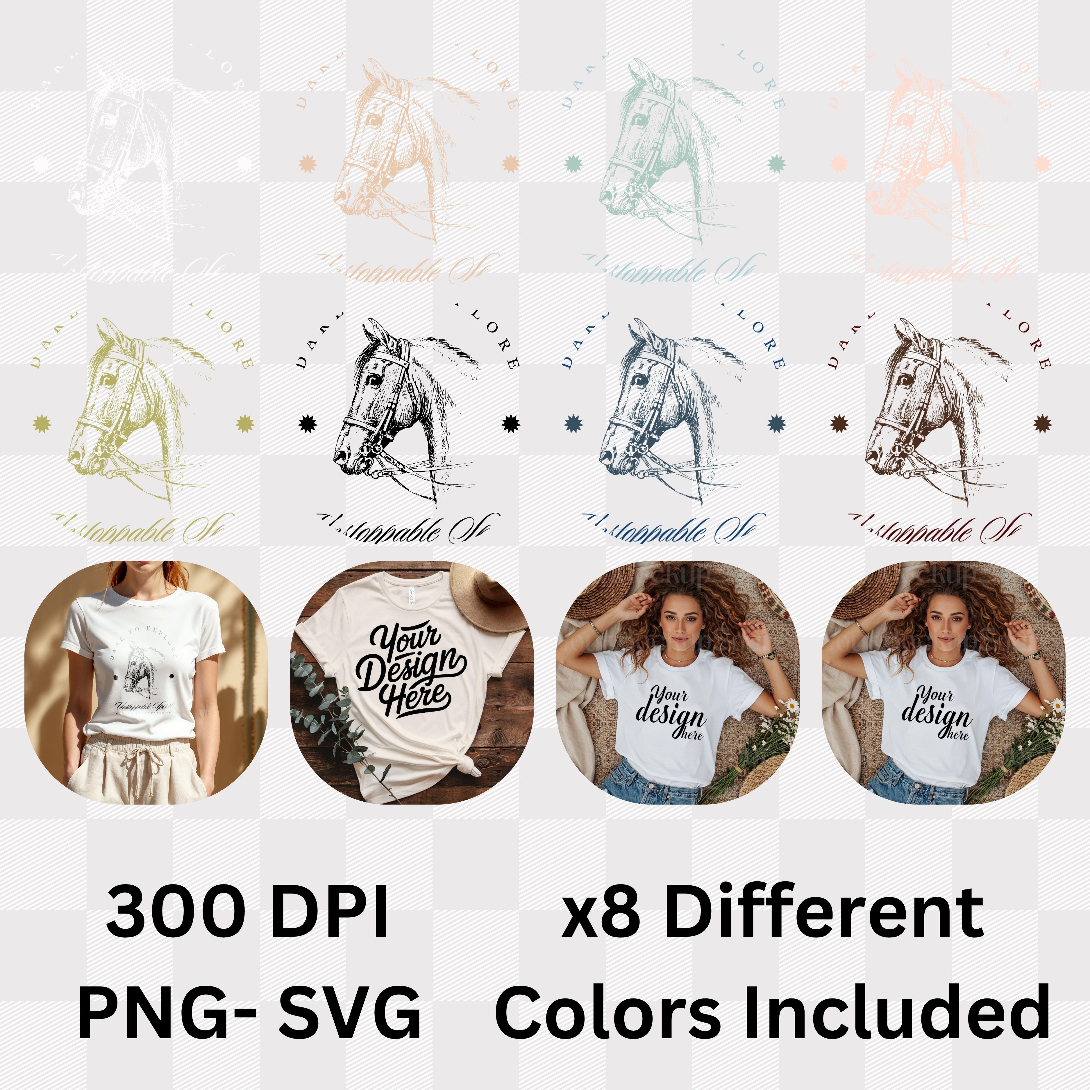 Dare To Explore Unstoppable Spirit Exceed Expectations - Horse Illustration Courage Statement Artwork