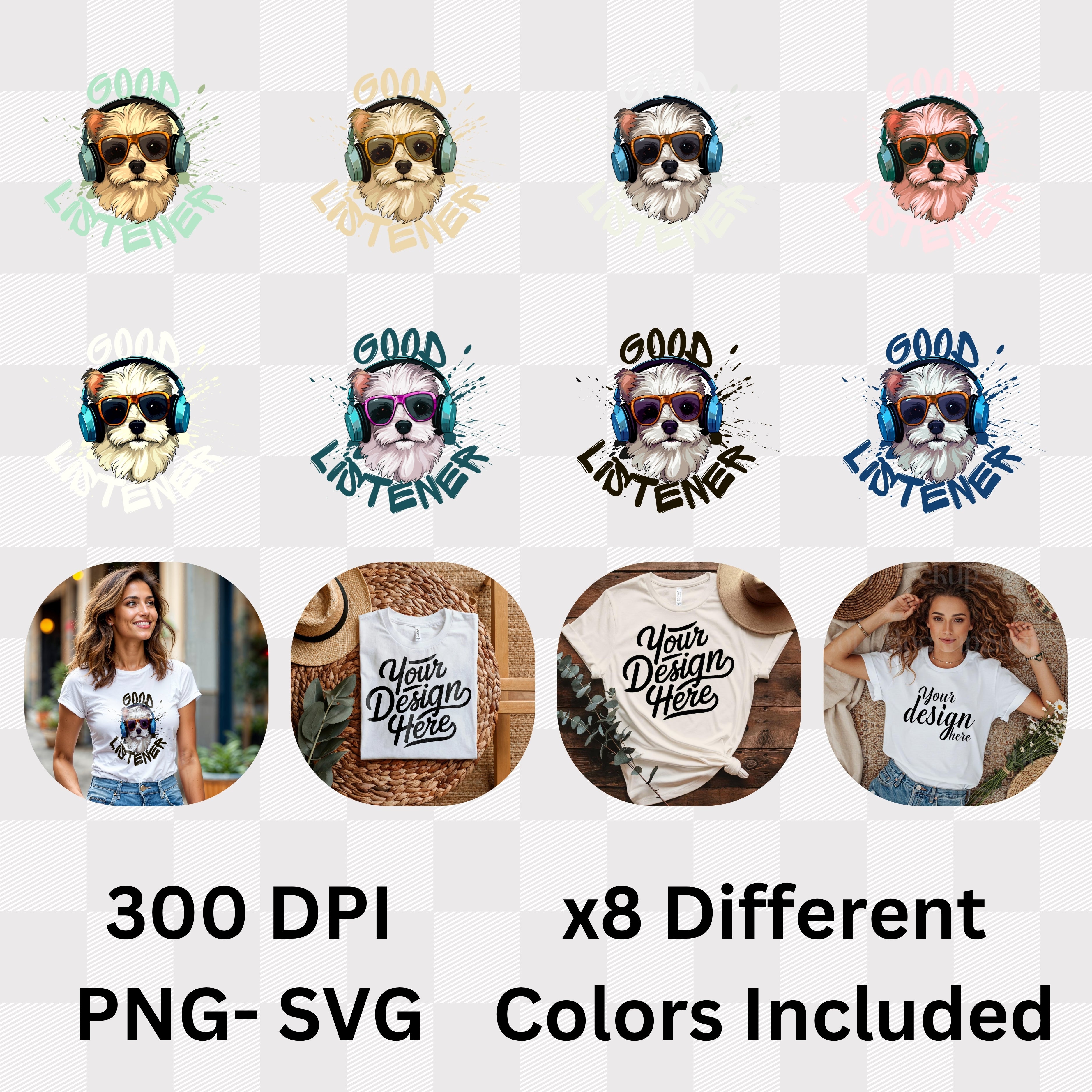 Good Listener - Cool Dog Headphones Music Humor Statement Artwork