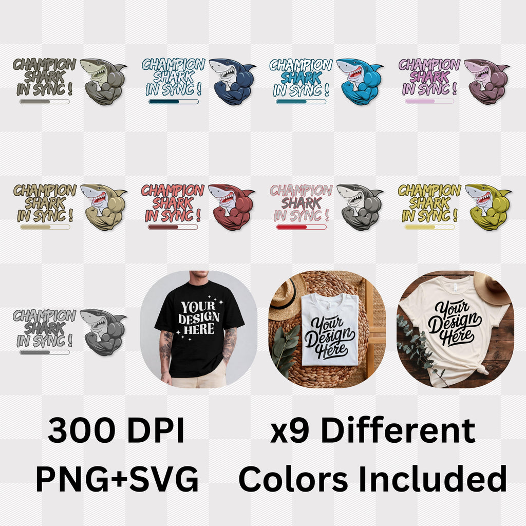 Champion Shark In Sync - Funny Motivational Loading Statement Artwork