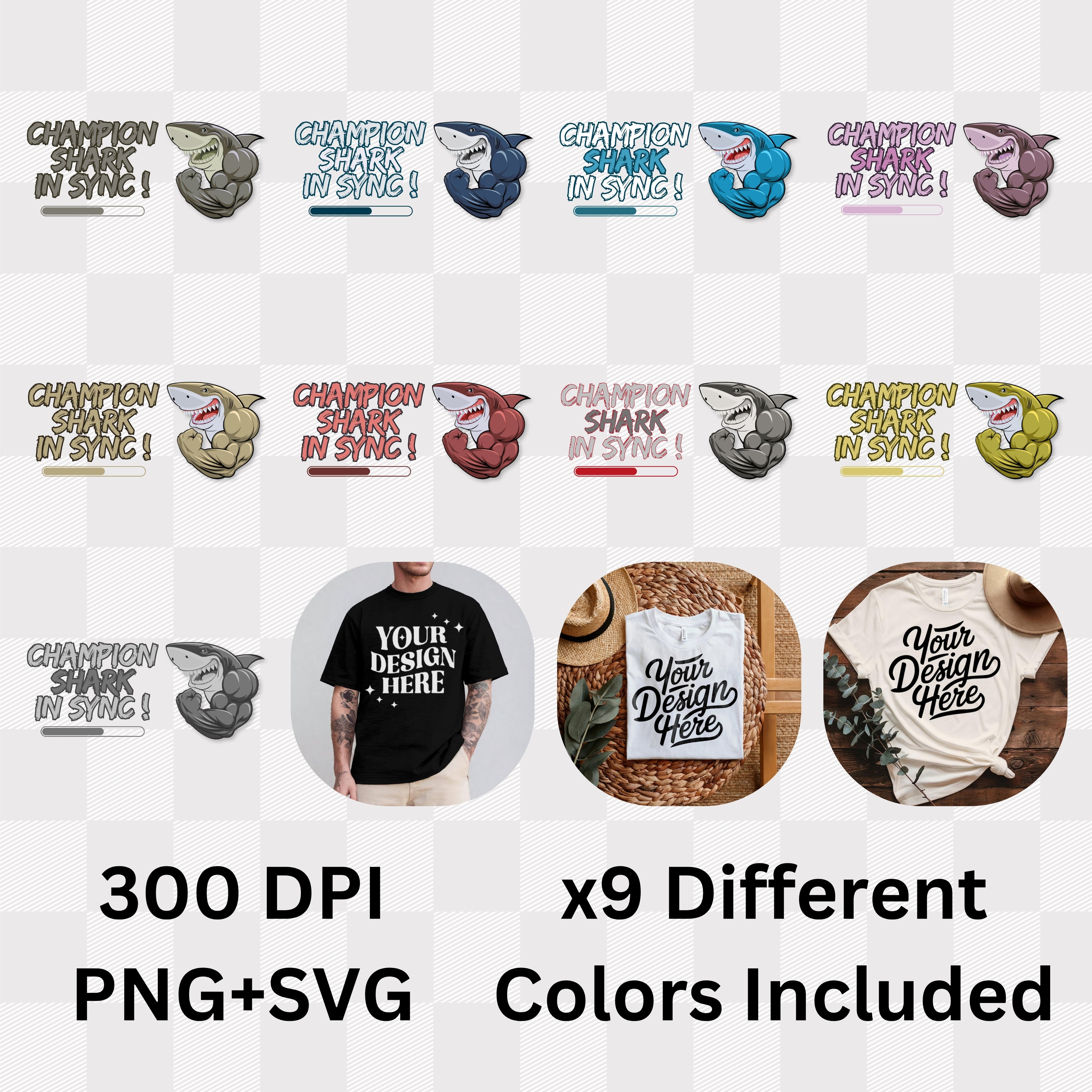 Champion Shark In Sync - Funny Motivational Loading Statement Artwork