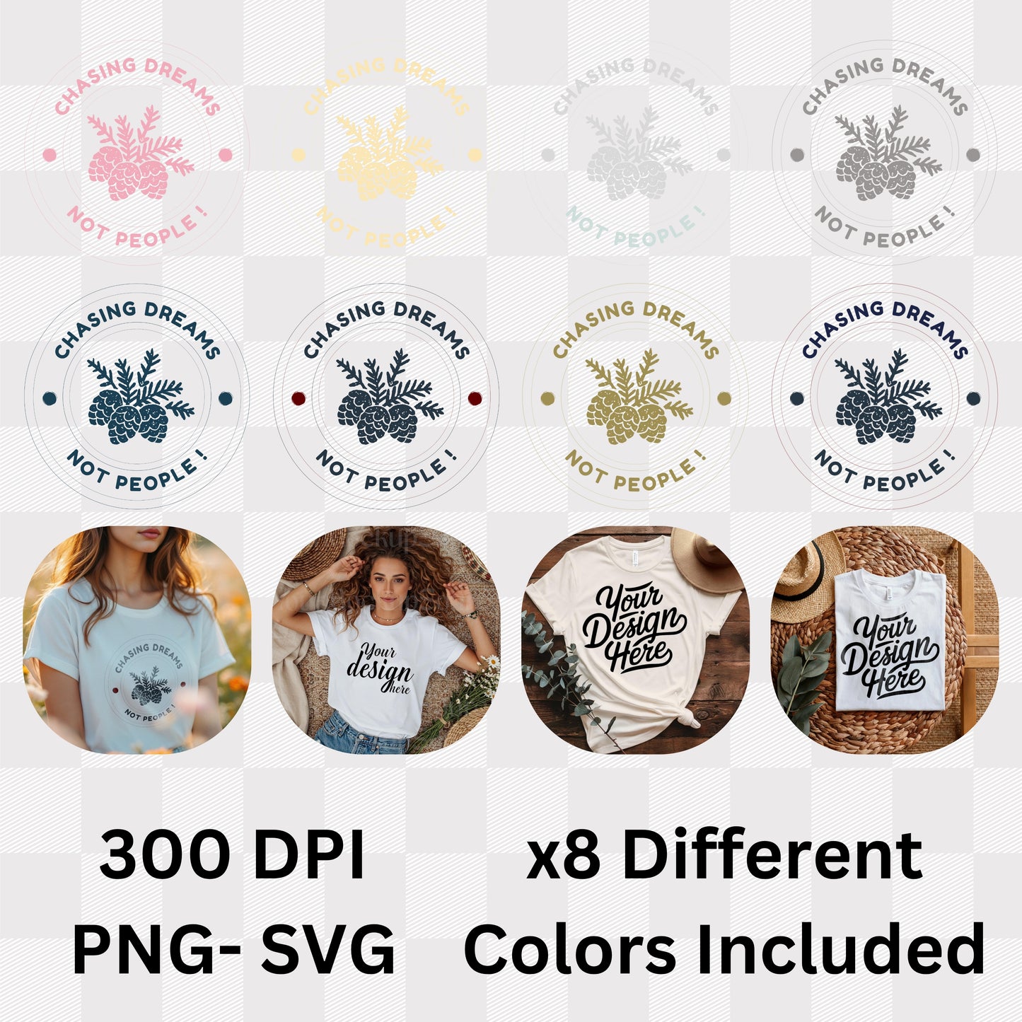 Chasing Dreams Not People - Pine Cone Botanical Badge Focus Priority Statement Artwork