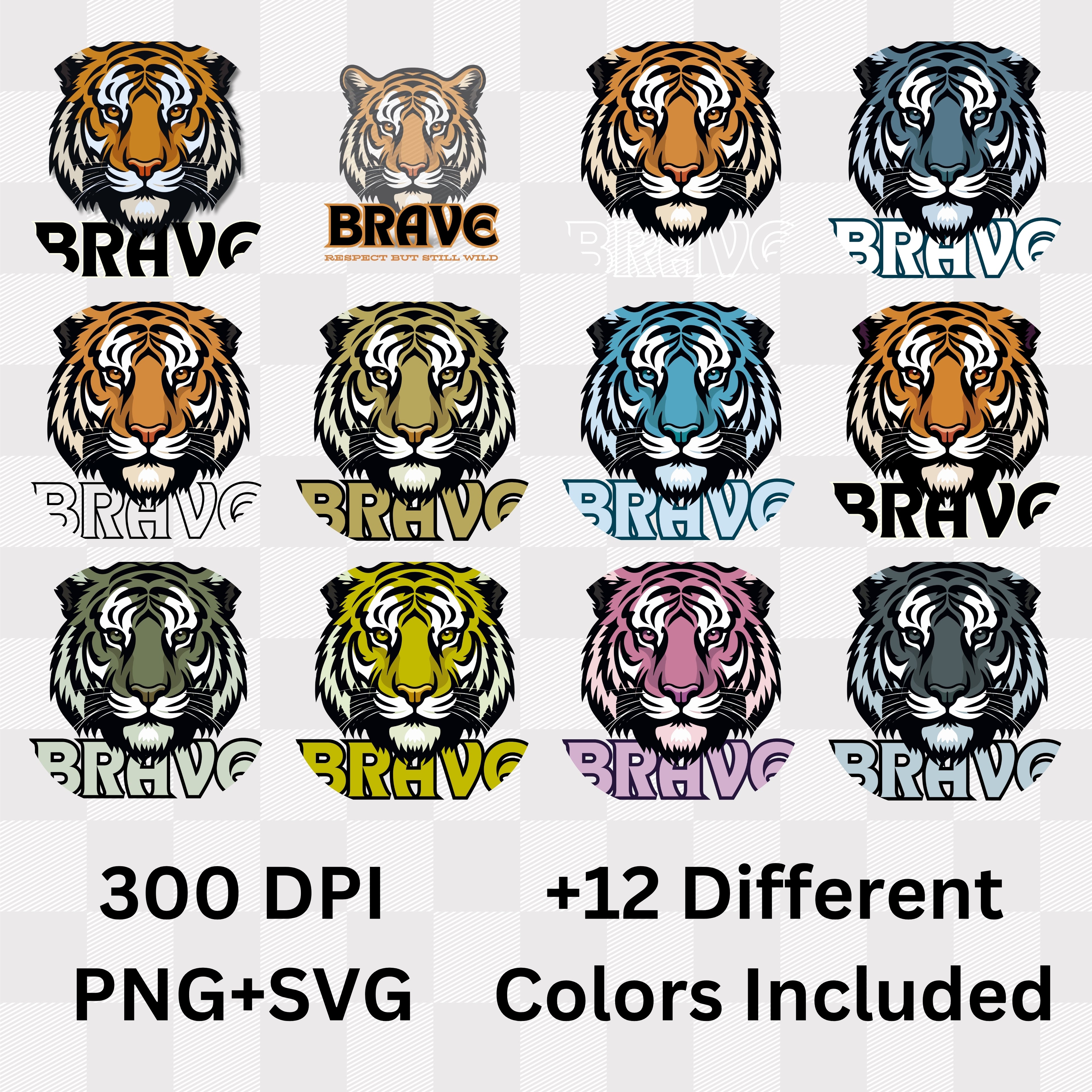 Brave Respect But Still Wild - Tiger Motivational Statement Artwork