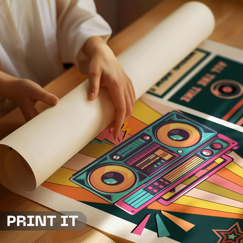 Tempo Party - Music Heals Wounds, Free Minds Retro Wall Art