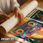 Tempo Party - Music Heals Wounds, Free Minds Retro Wall Art