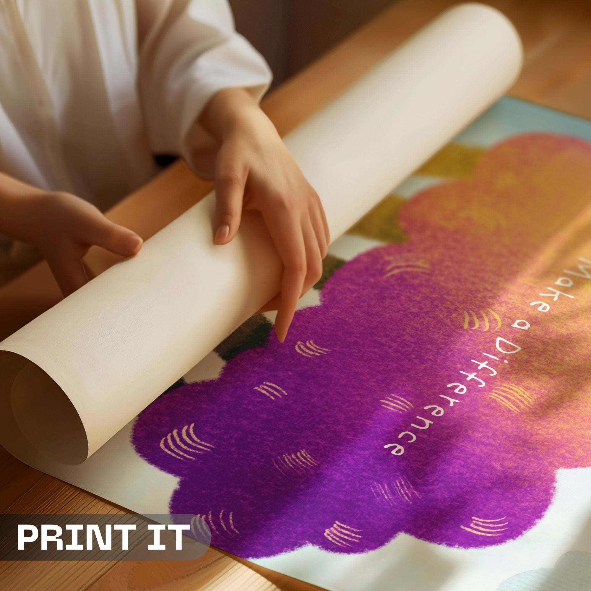 Be Unique - Inspirational Wall Art with Vibrant Rainbow Trees