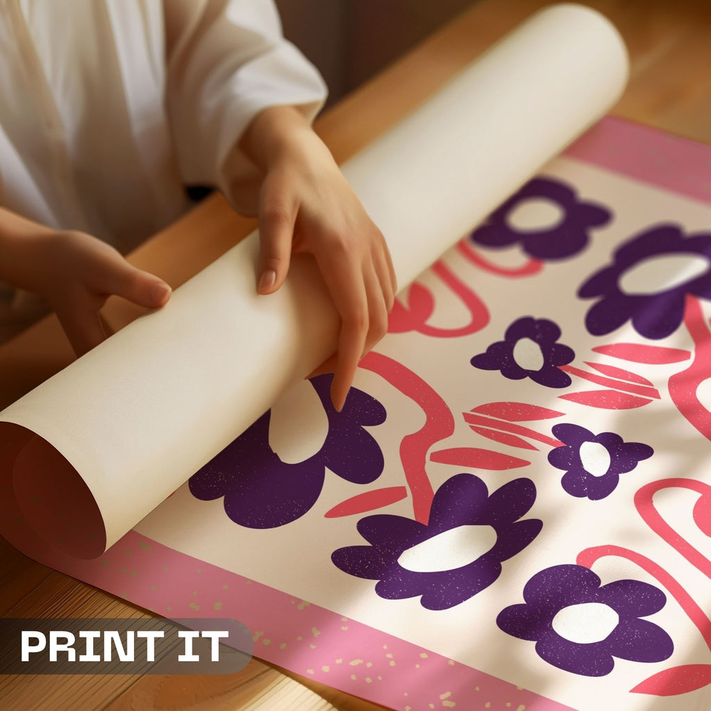 Time To Move And Groove - Retro Floral Dance Wall Art Print | Playful Typography Poster