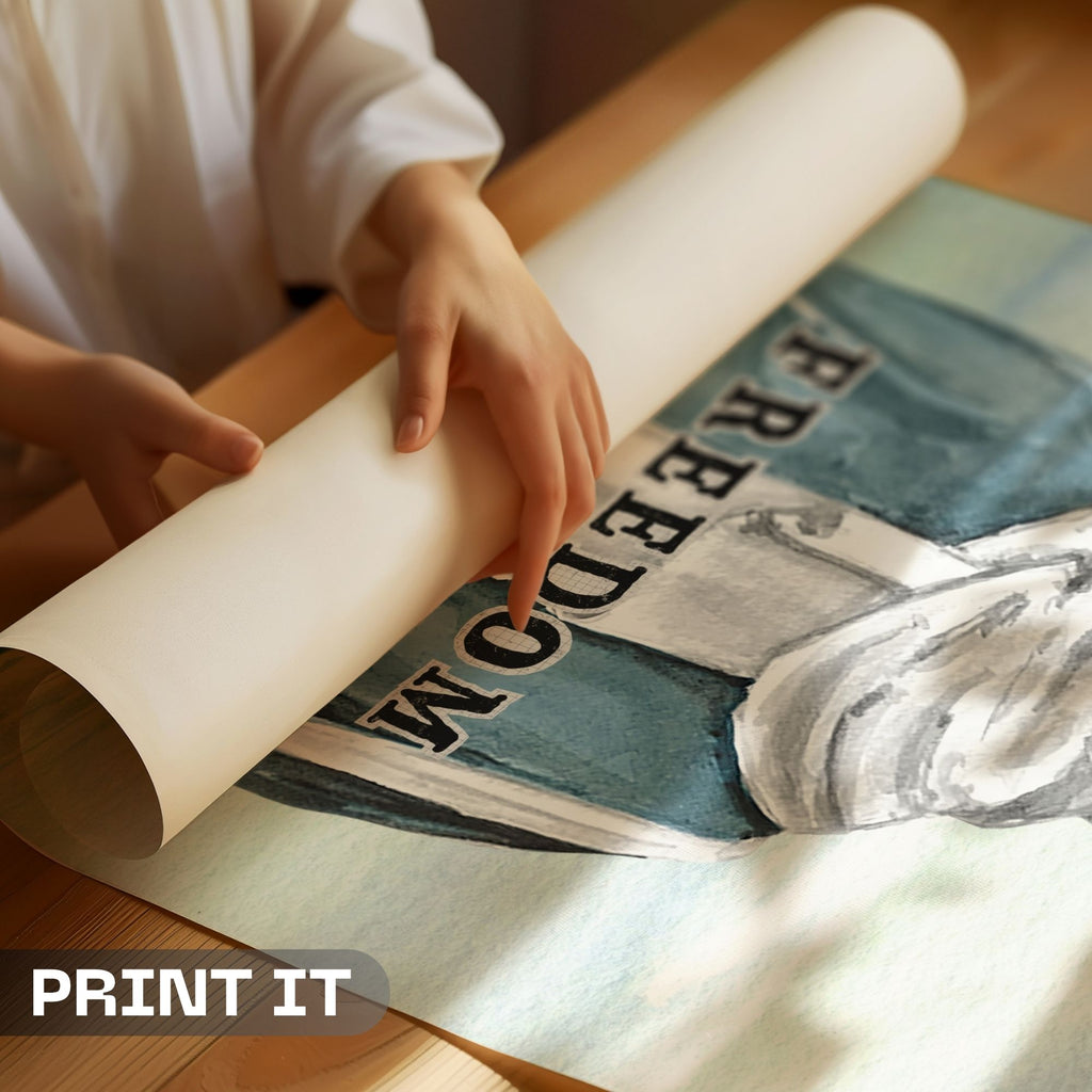 Freedom Fighter - Watercolor Empowerment Muslim Woman Portrait