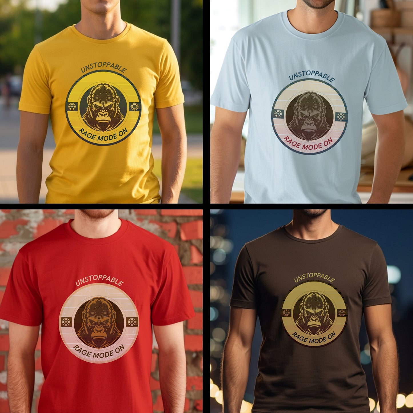 Unstoppable Rage Mode On - Gorilla Fitness Motivational Statement Artwork