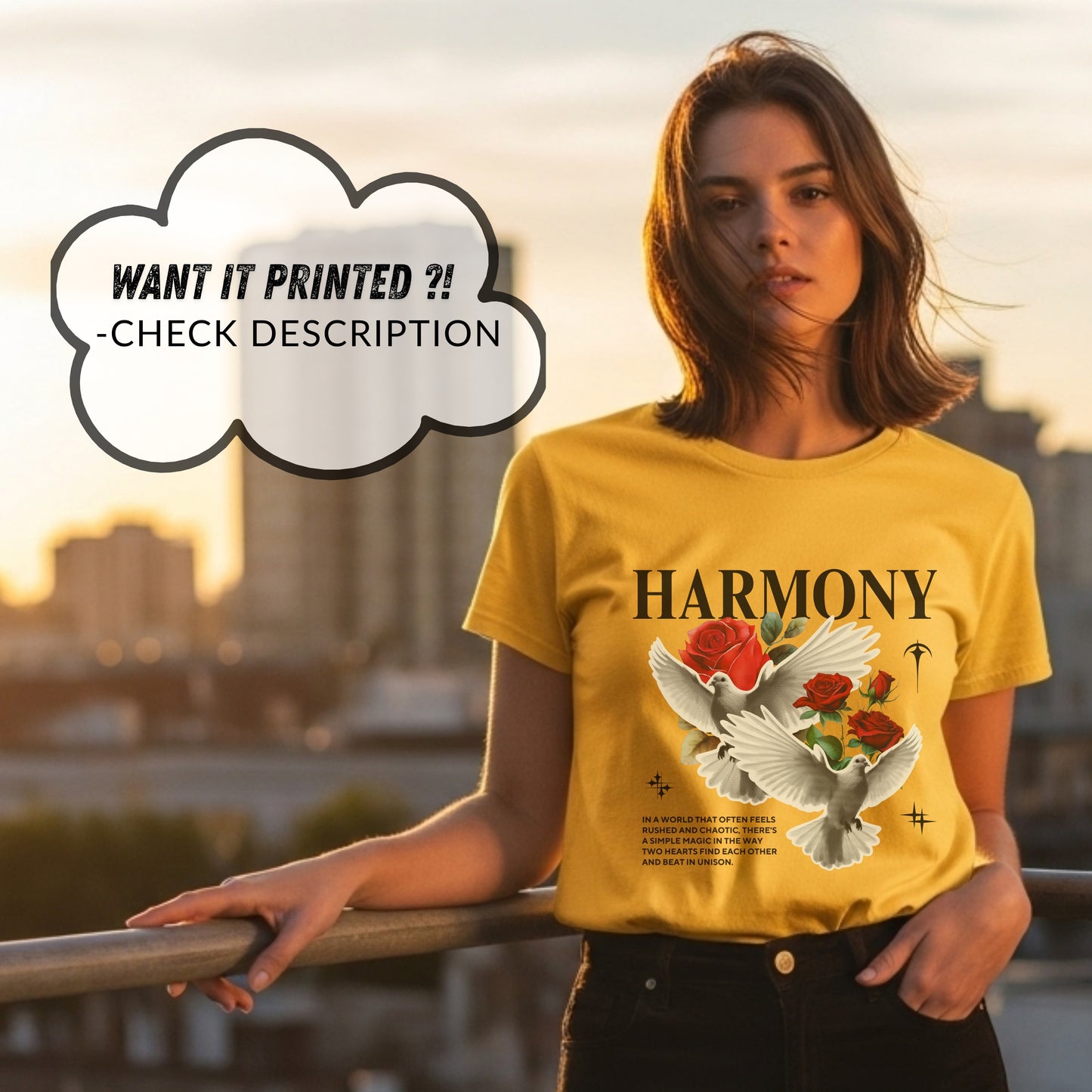 Harmony - Peaceful Doves & Roses Unity Connection Nature Statement Artwork