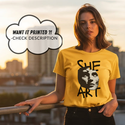 She Art - Minimalist Black & White Portrait Typography Artistic Statement Artwork