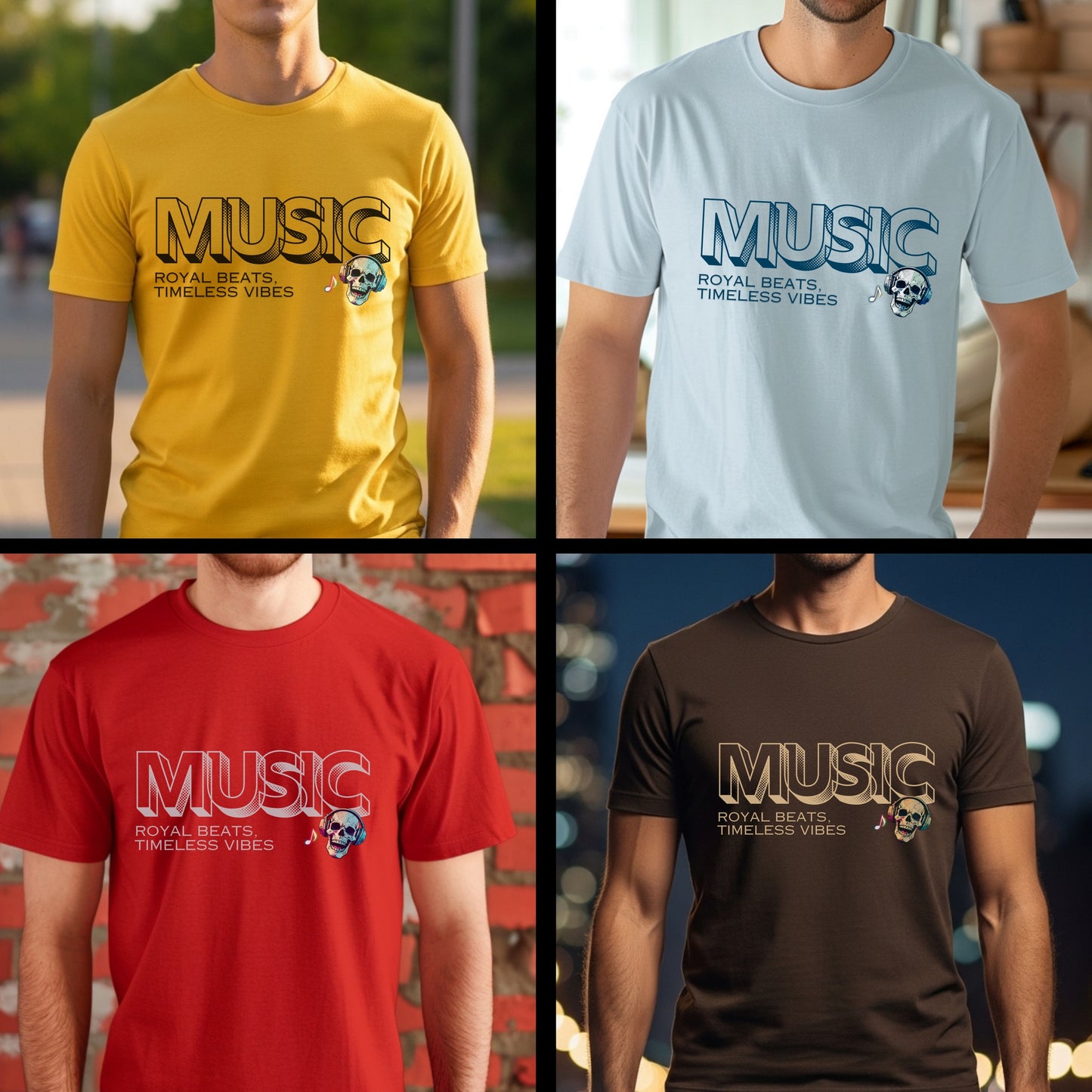 Music Royal Beats Timeless Vibes - Colorful Skull Statement Artwork