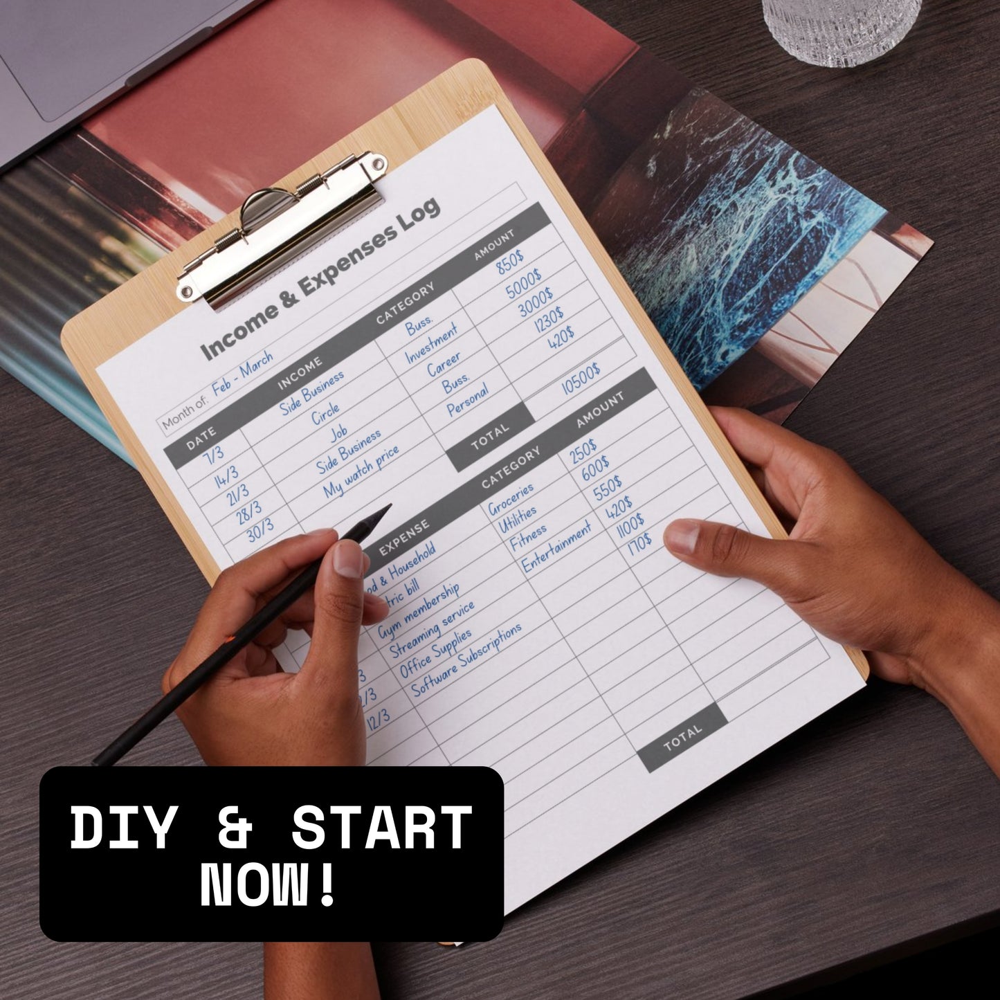 Income & Expenses Log Sheet