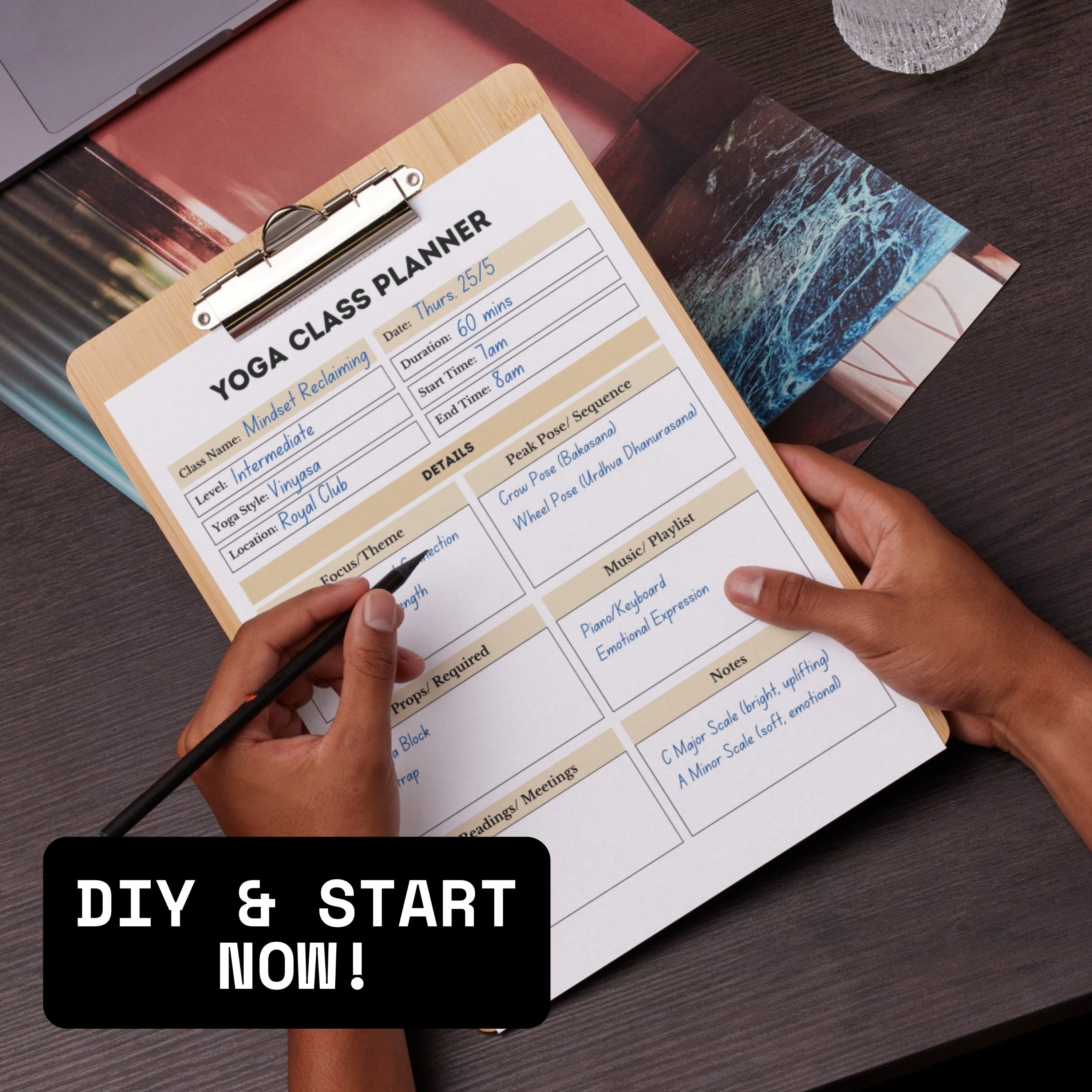 Yoga Class Planner- Gold Theme