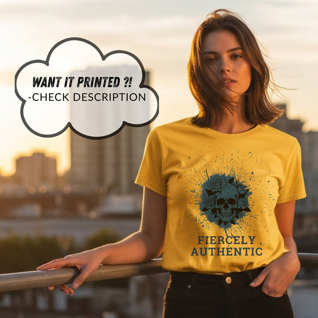 Fiercely Authentic - Skull with Roses Splatter Art Dark Feminine Truth Statement Artwork