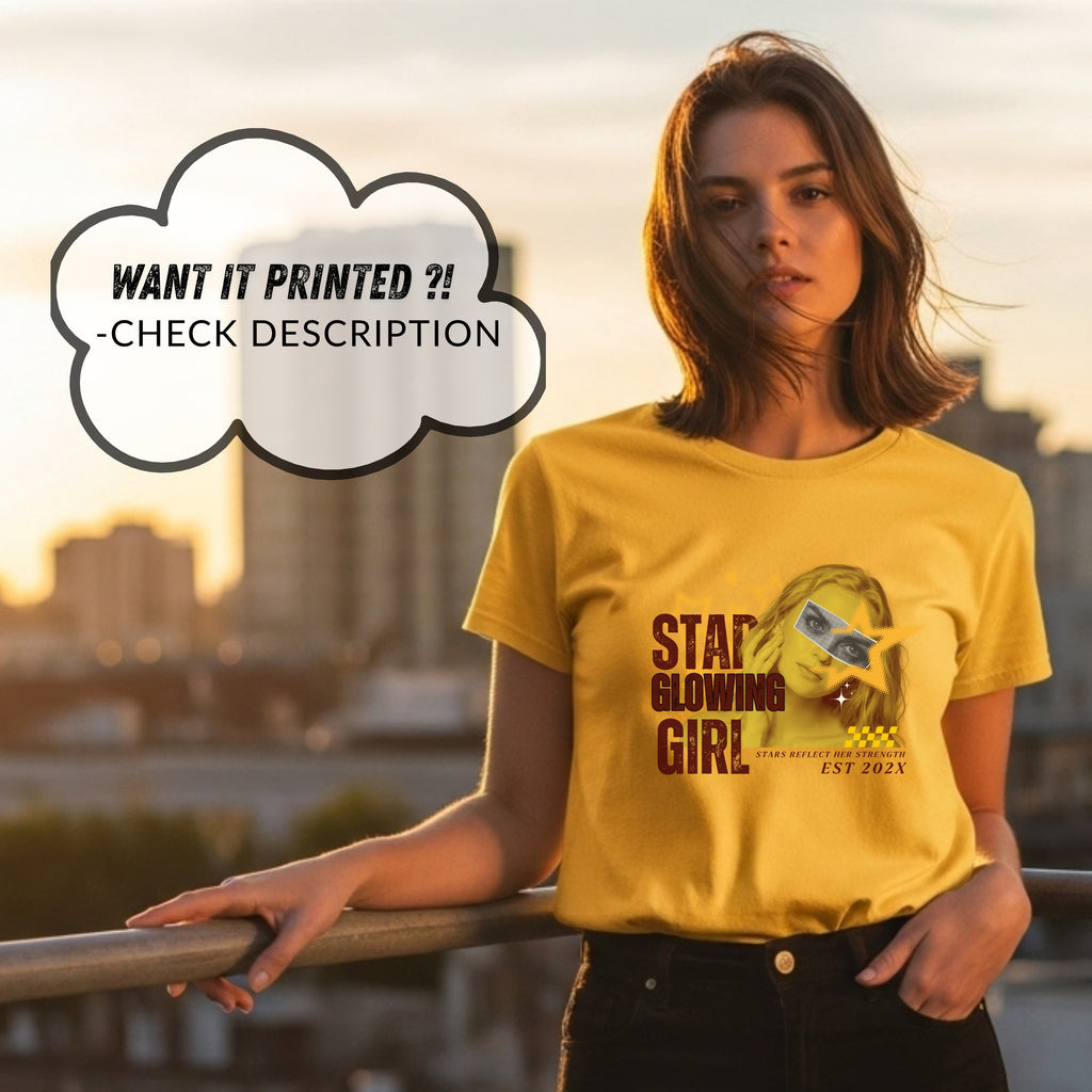 Star Glowing Girl Stars Reflect Her Strength - Y2K Pop Art Empowerment Statement Artwork