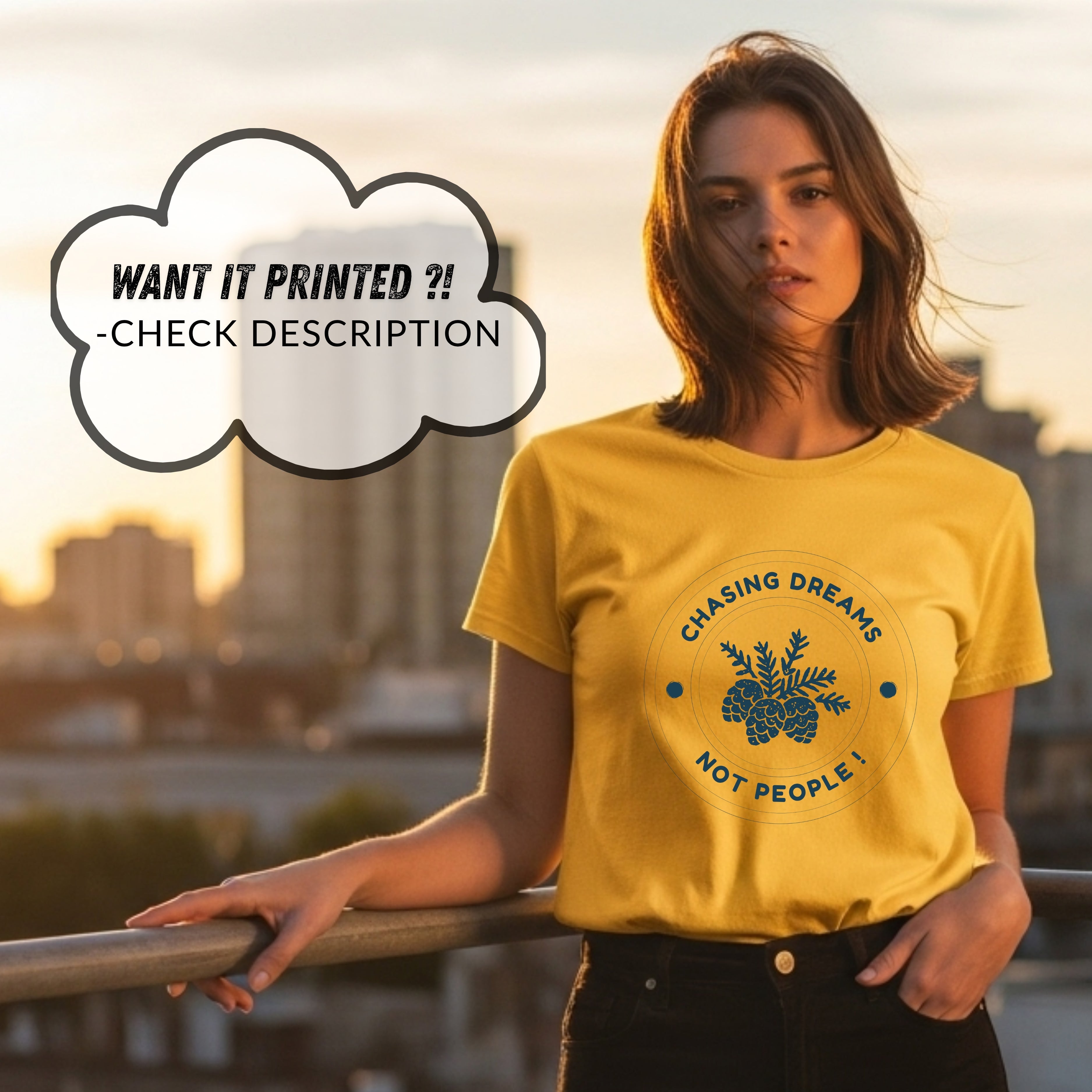 Chasing Dreams Not People - Pine Cone Botanical Badge Focus Priority Statement Artwork