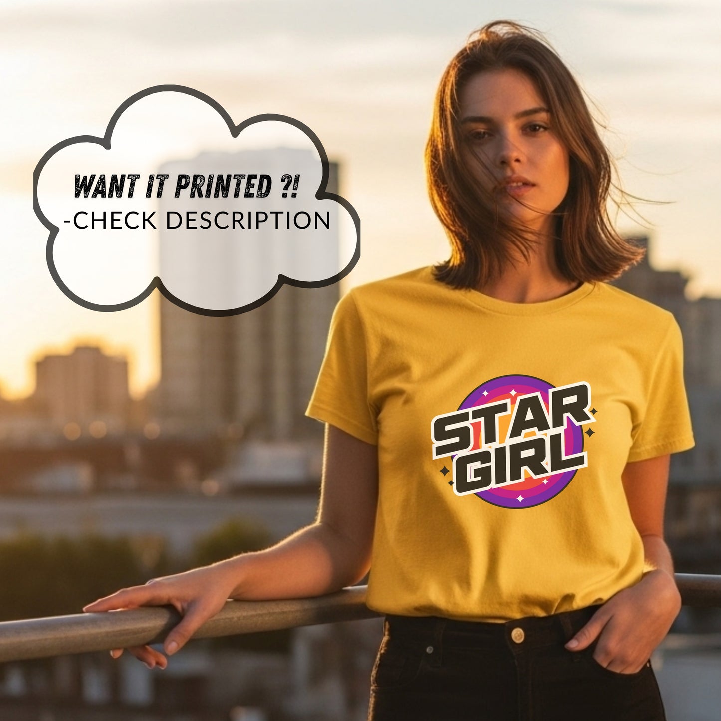 Star Girl - Retro Purple Pink Gradient Cosmic Universe Dreamer Statement Artwork