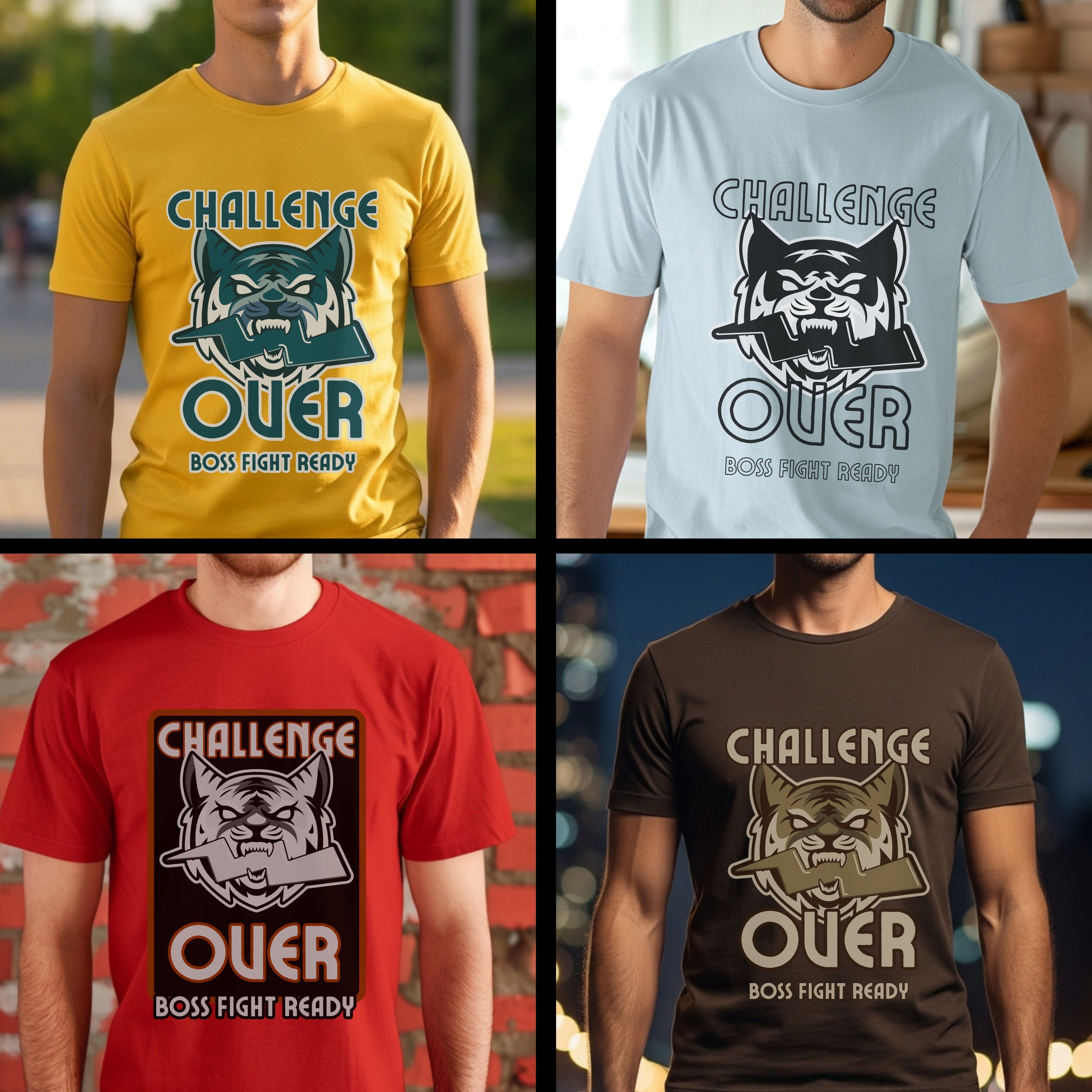 Challenge Over Boss Fight Ready - Gaming Motivational Statement Artwork