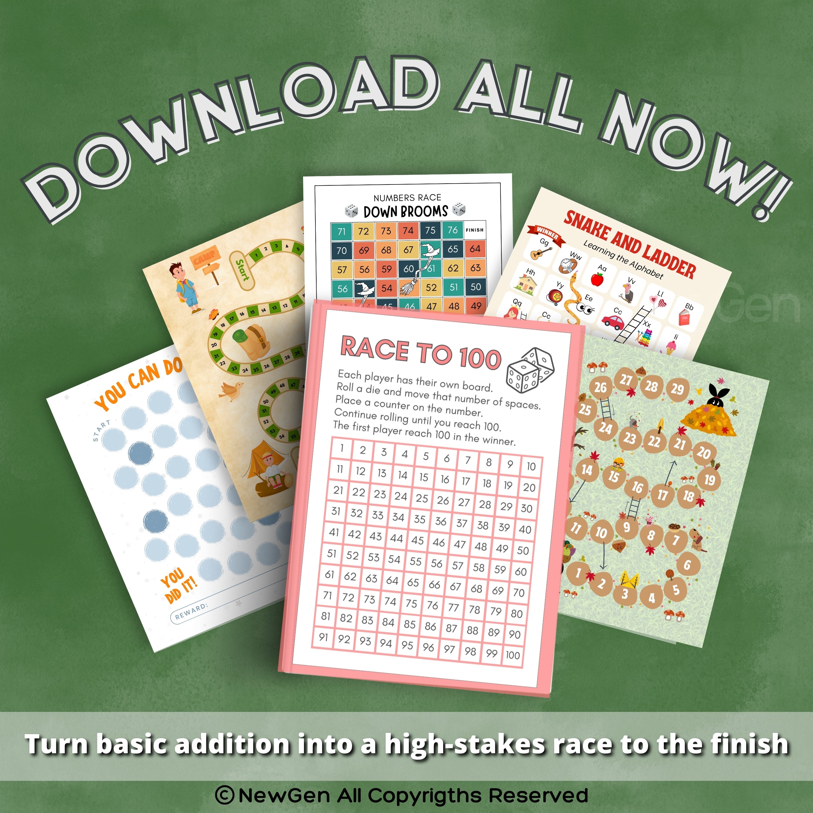7 Roll A Die Race Paper Games